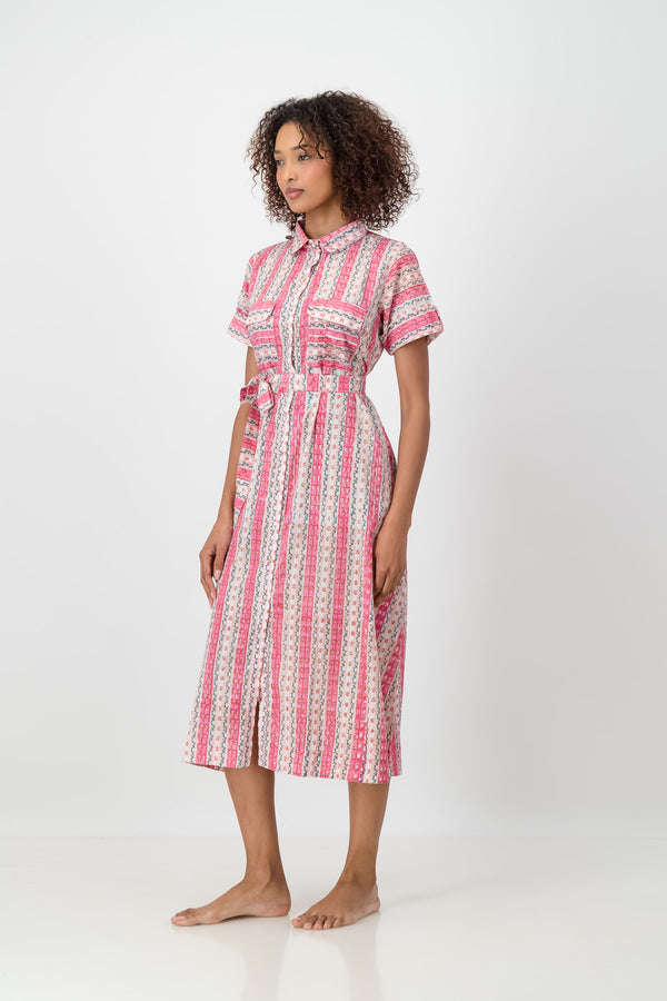 Shirt Dress - Pink Stripe