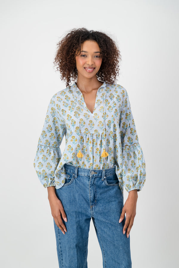 Artist Top - Blue Stripe Daisy