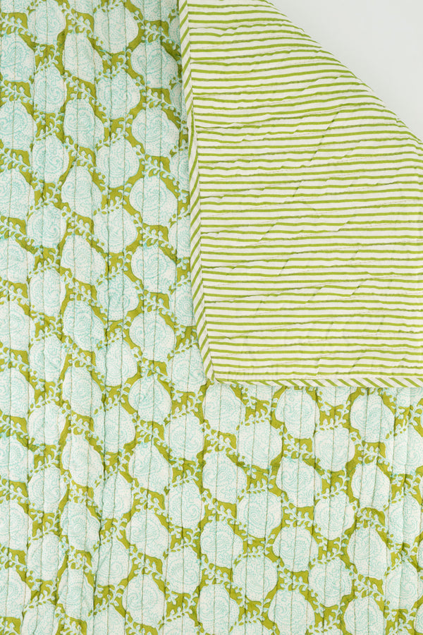 Baby / Picnic Quilt - Green Paisley