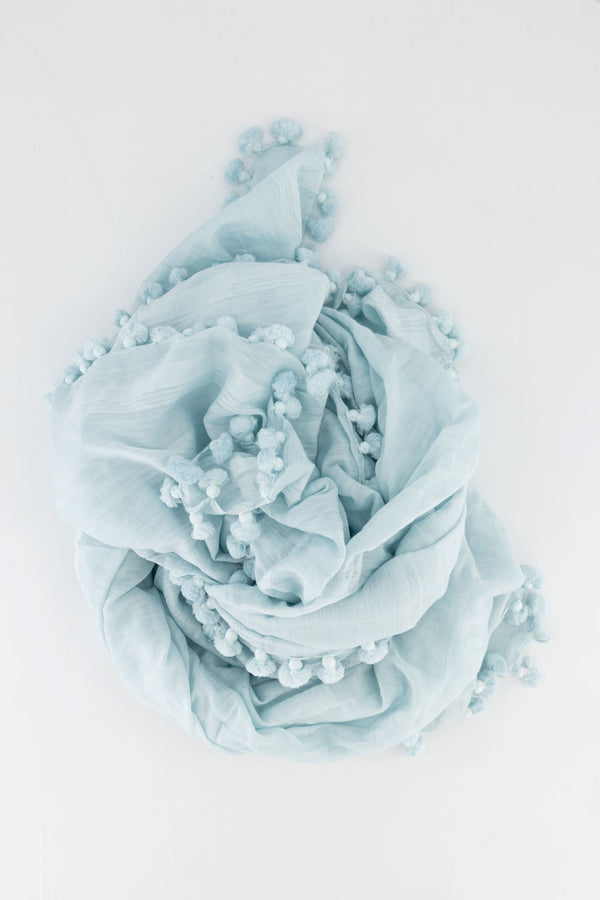 Cotton Silk Handloom Stole - Polar Blue