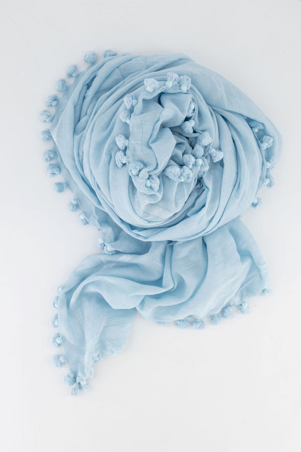 Cotton Silk Handloom Stole - Kentucky Blue