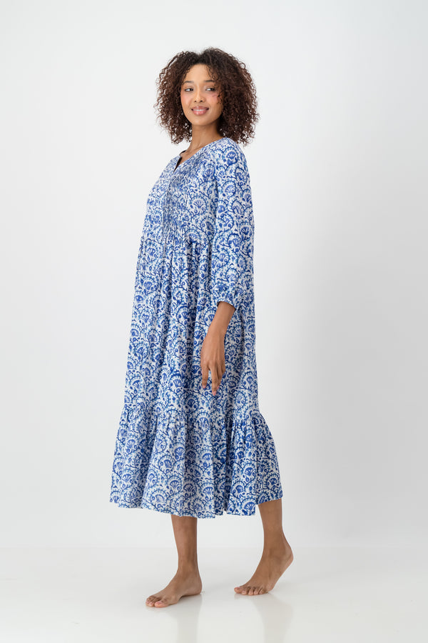 Neave Block Pleated - Blue Fan