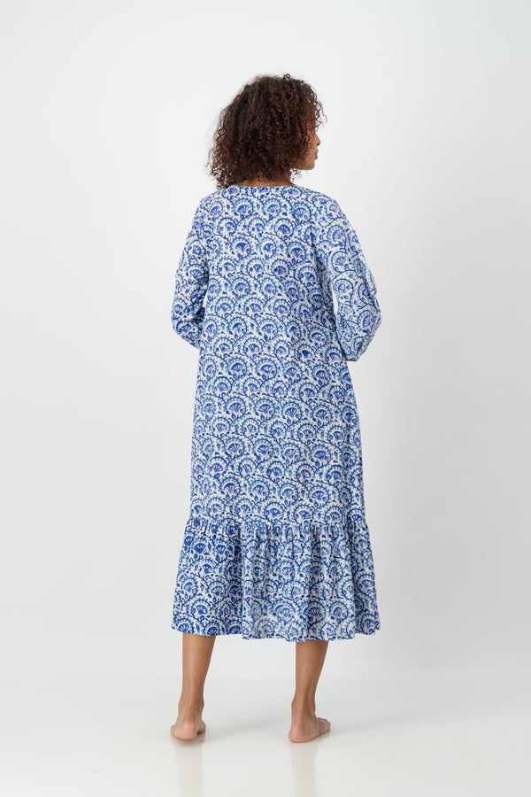 Neave Block Pleated - Blue Fan