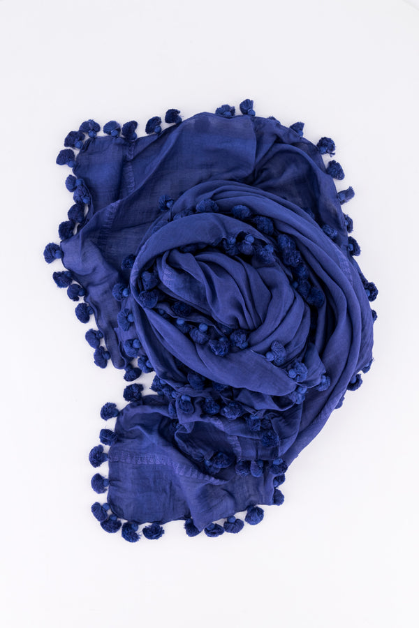 Cotton Silk Handloom Stole - Sailor Navy