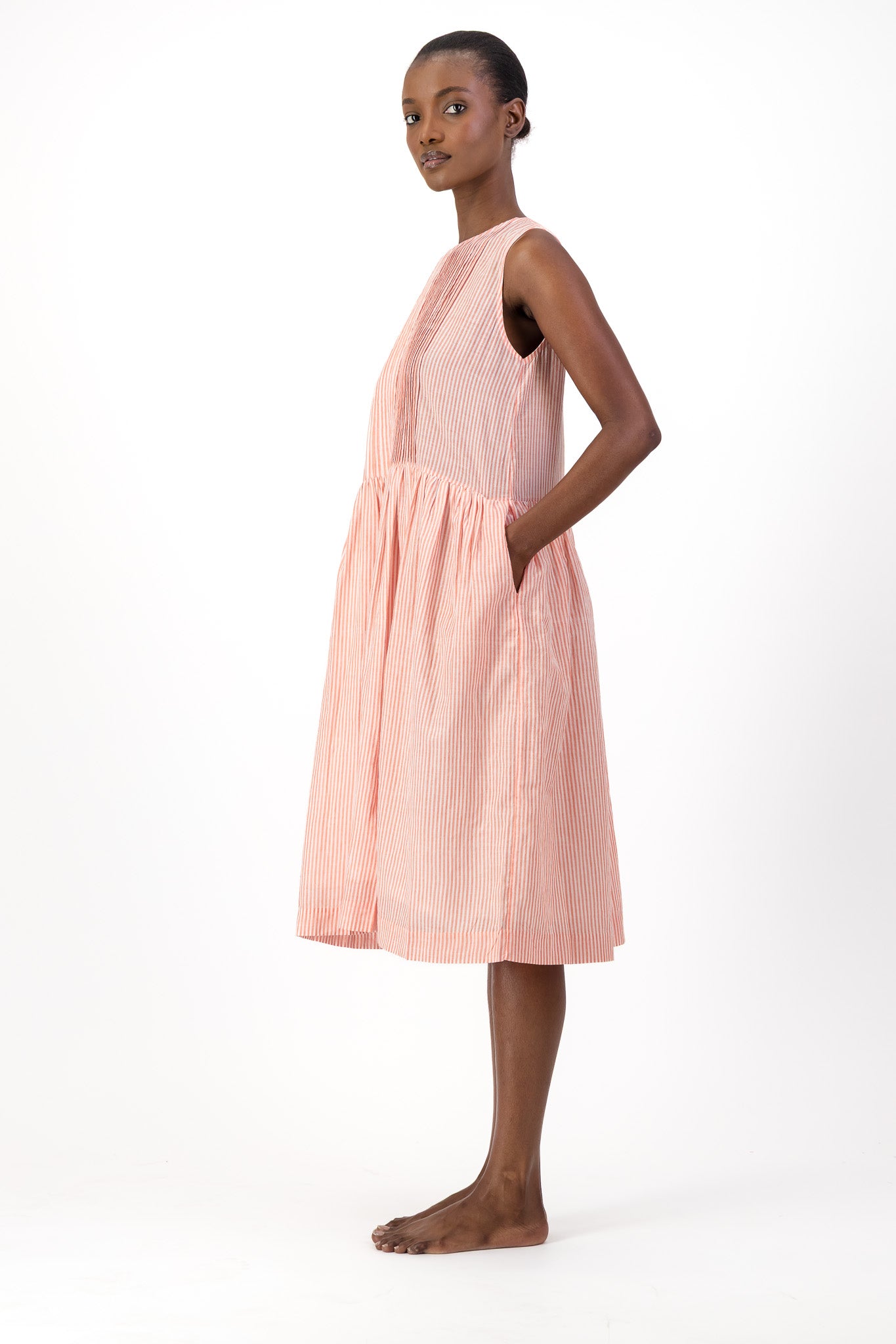 Rosa Dress Handloom - Red Stripe