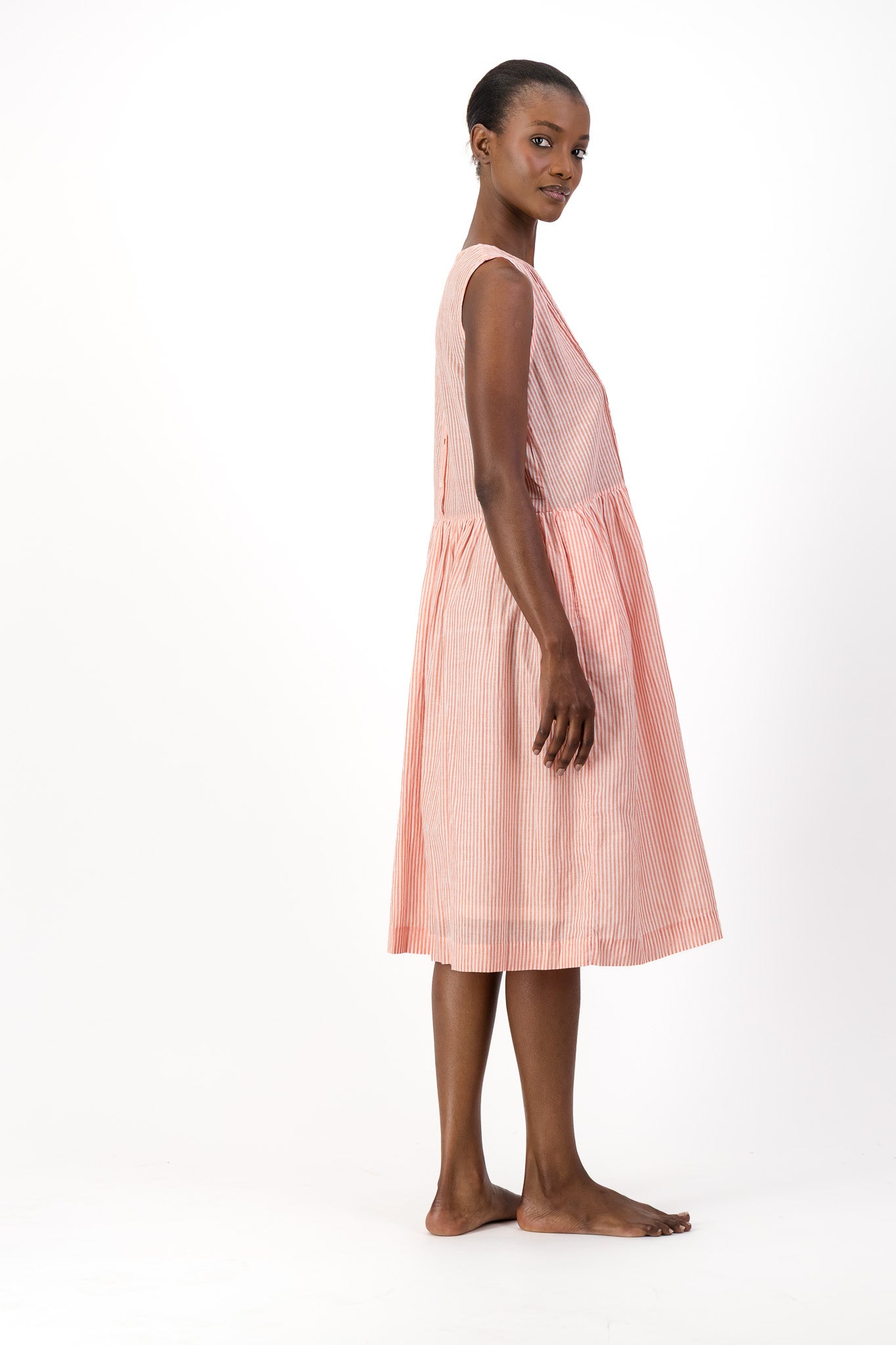 Rosa Dress Handloom - Red Stripe