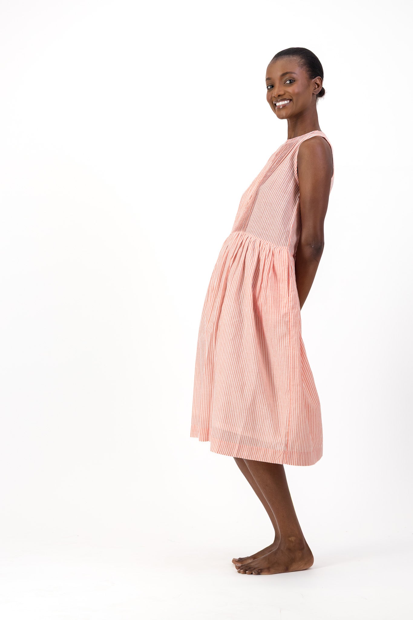 Rosa Dress Handloom - Red Stripe