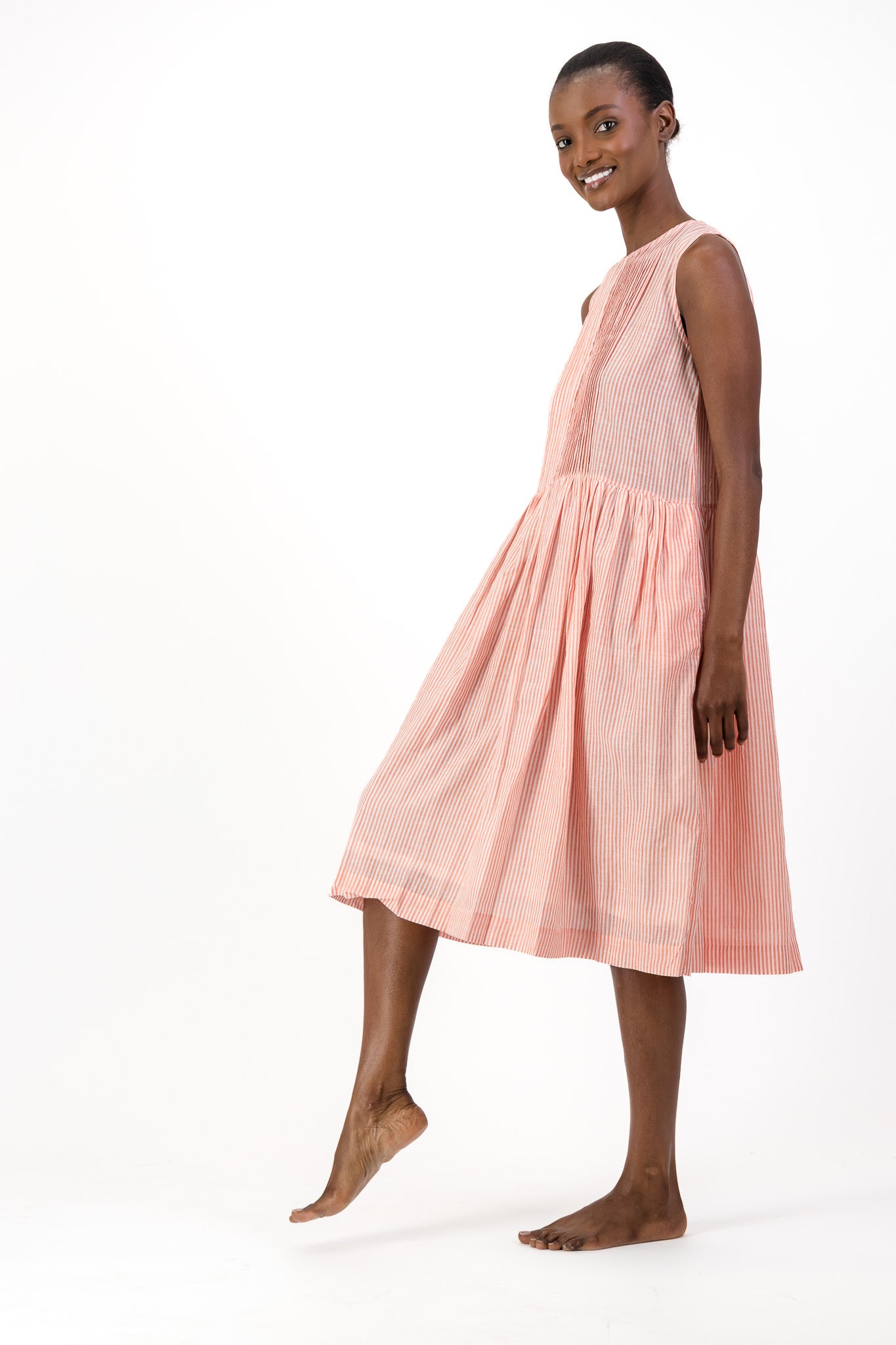 Rosa Dress Handloom - Red Stripe