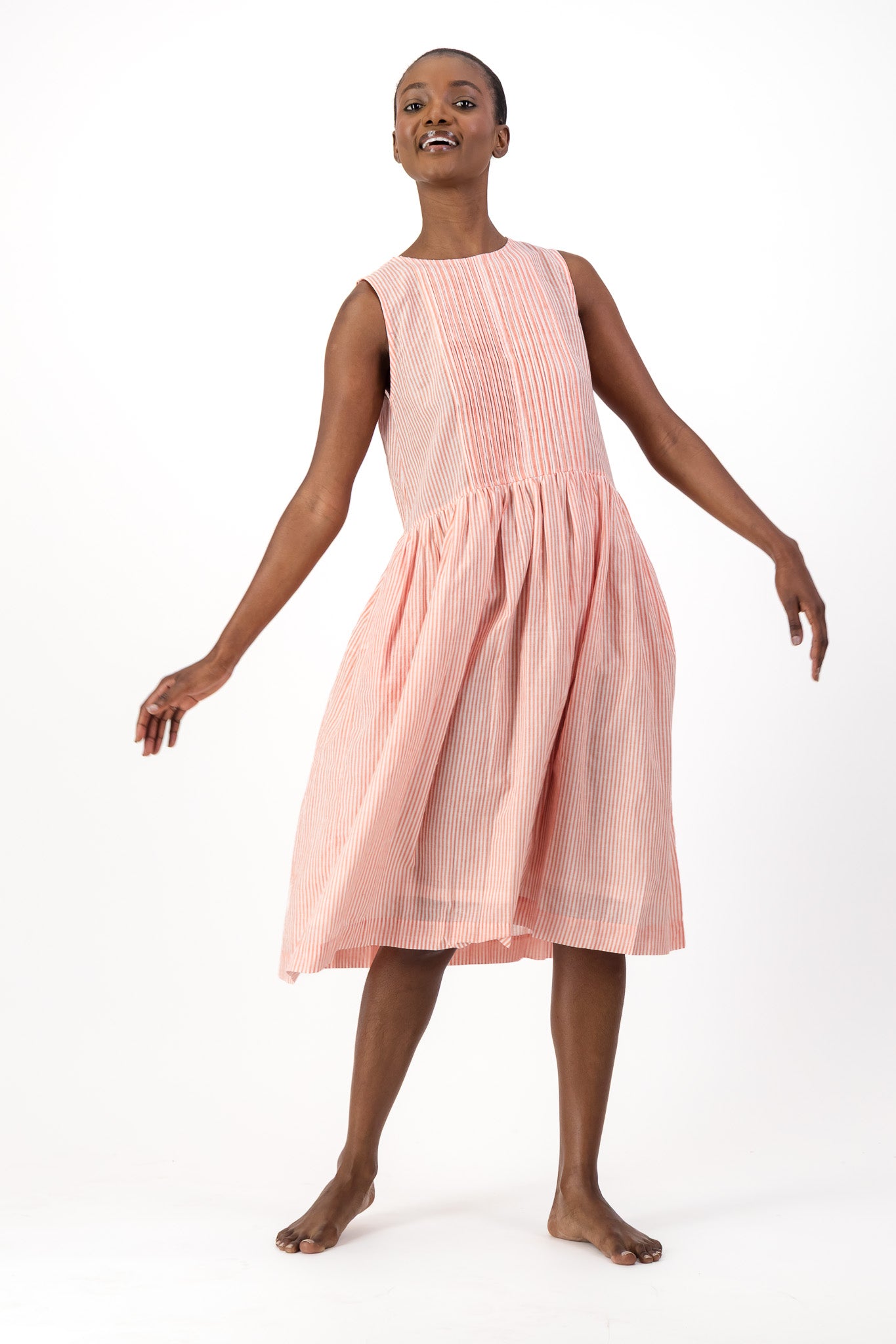 Rosa Dress Handloom - Red Stripe