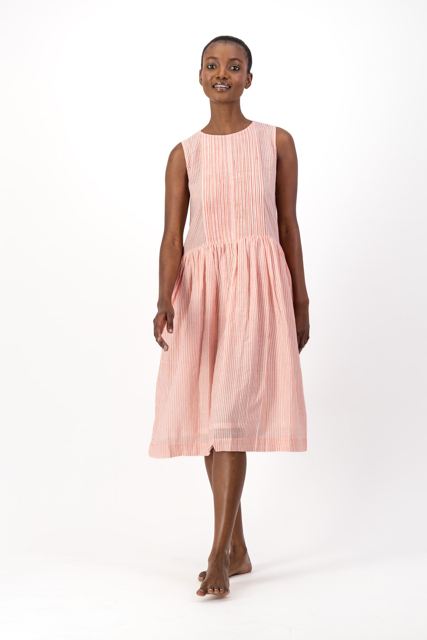 Rosa Dress Handloom - Red Stripe