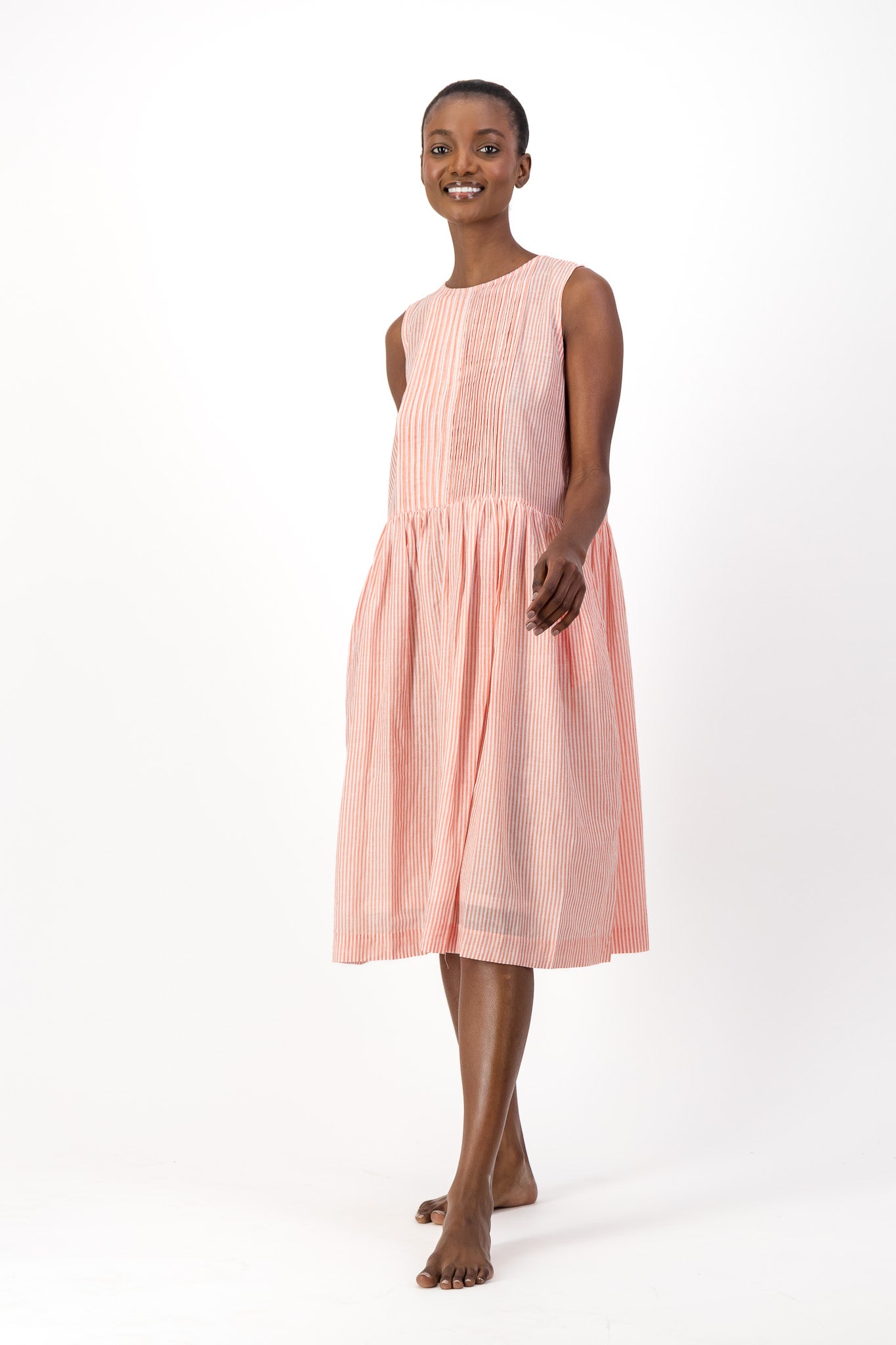 Rosa Dress Handloom - Red Stripe