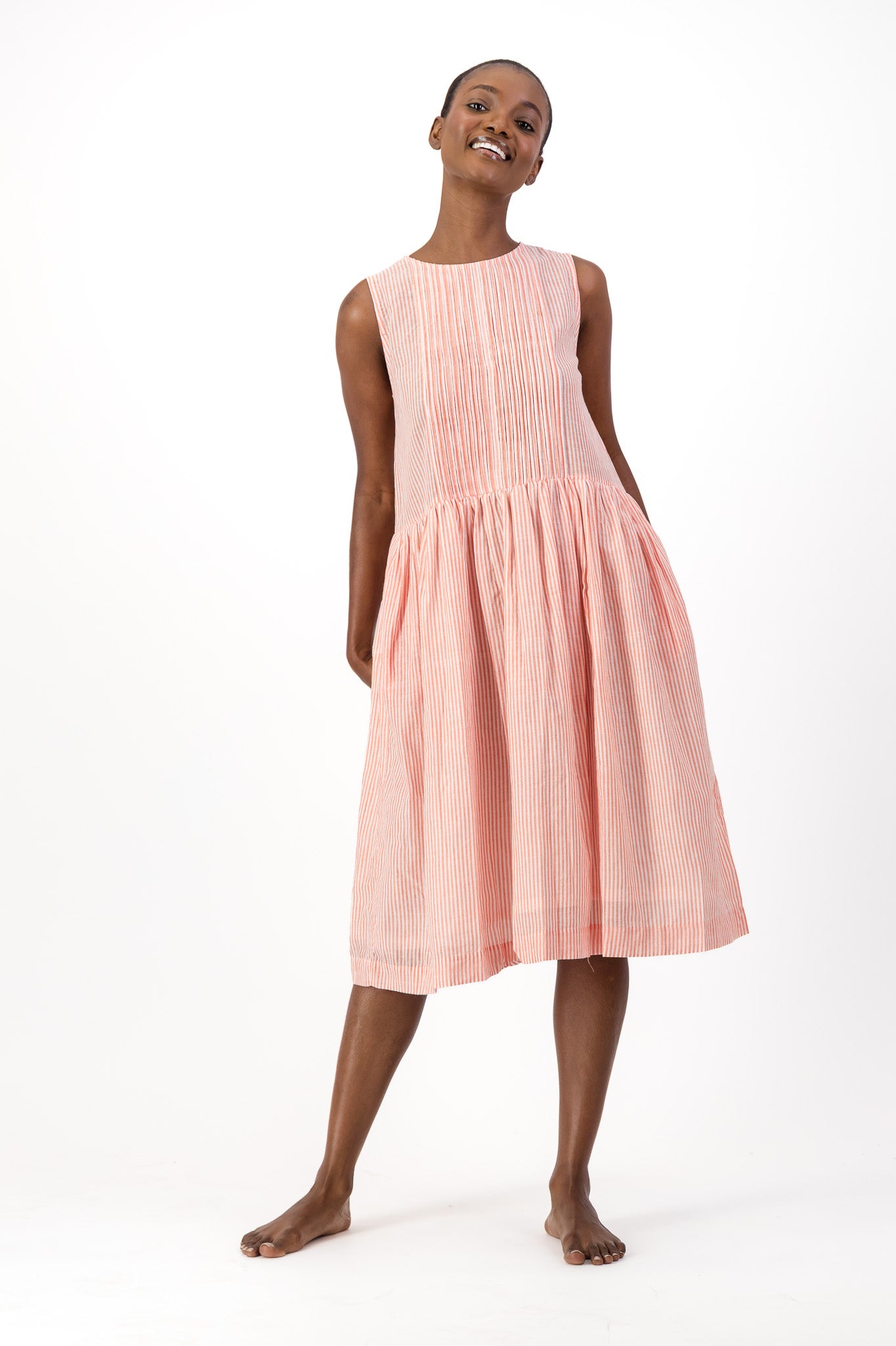 Rosa Dress Handloom - Red Stripe