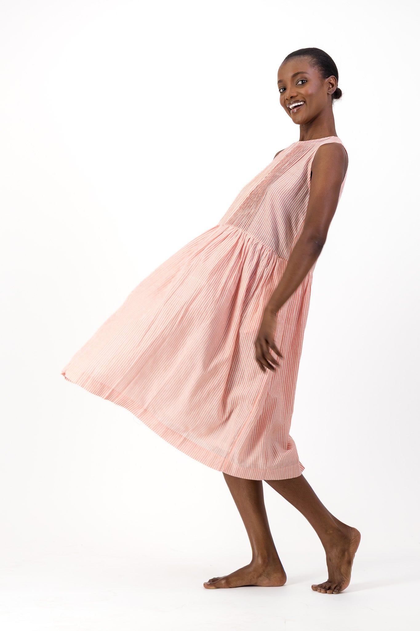 Rosa Dress Handloom - Red Stripe