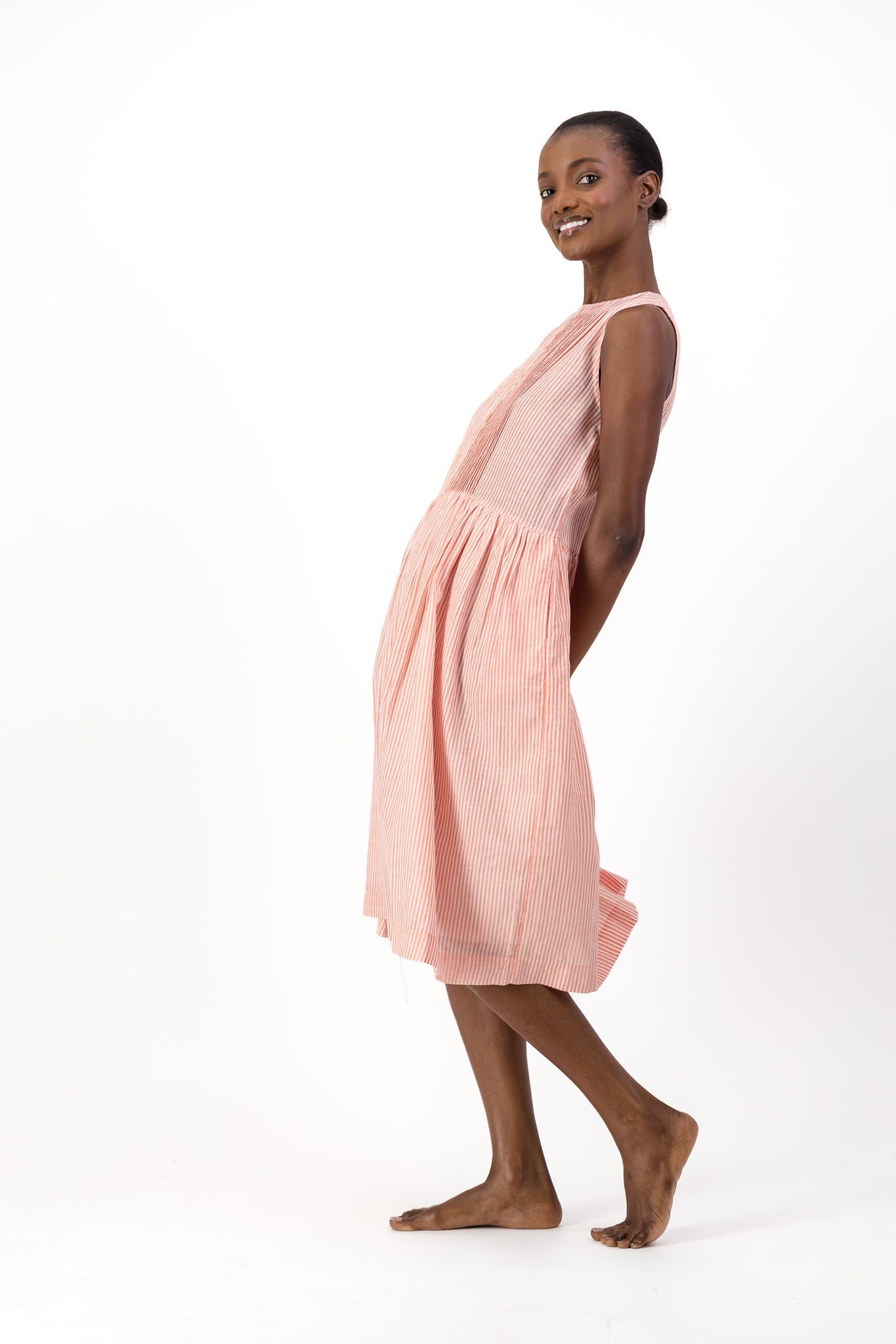 Rosa Dress Handloom - Red Stripe