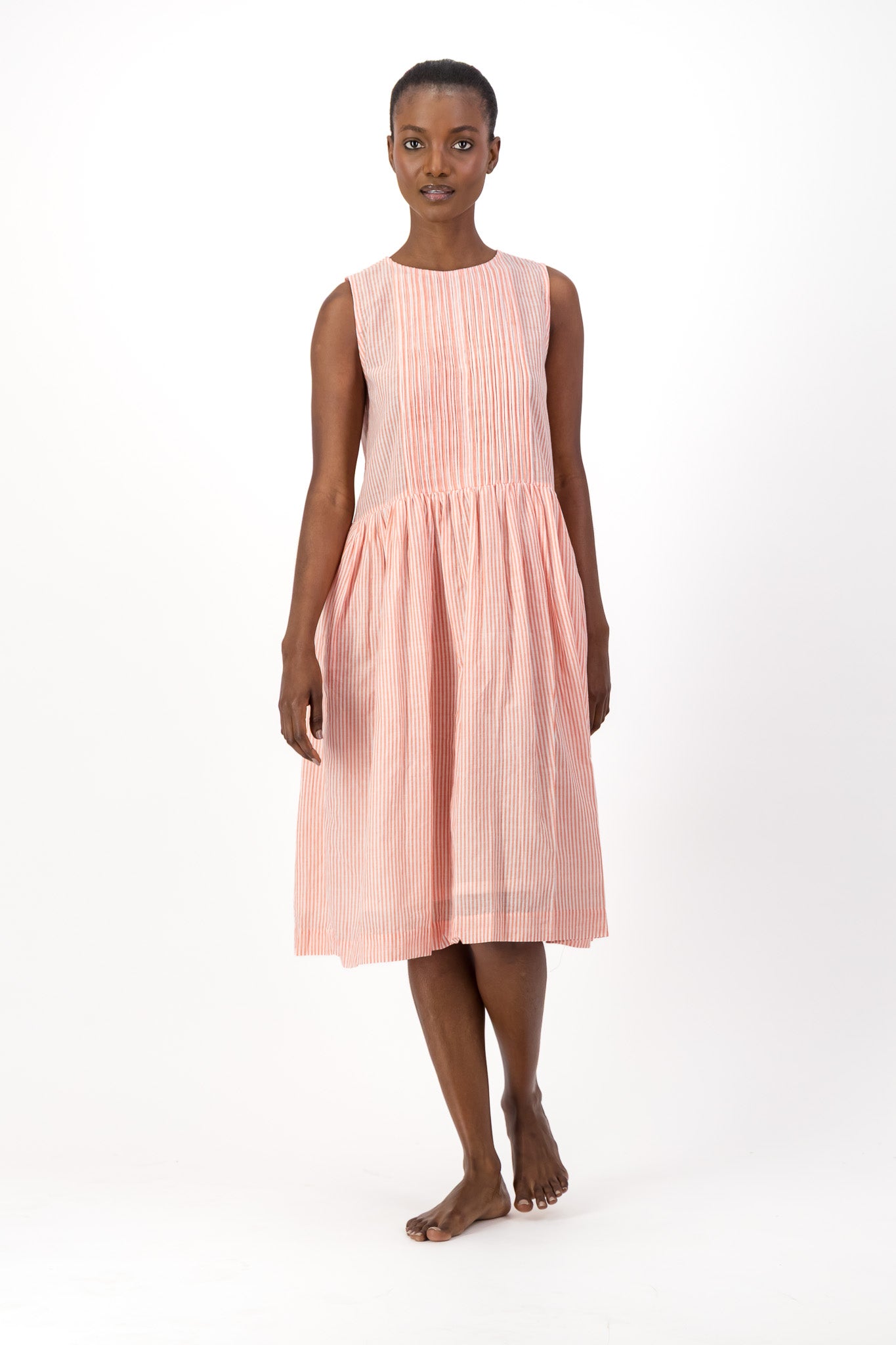 Rosa Dress Handloom - Red Stripe