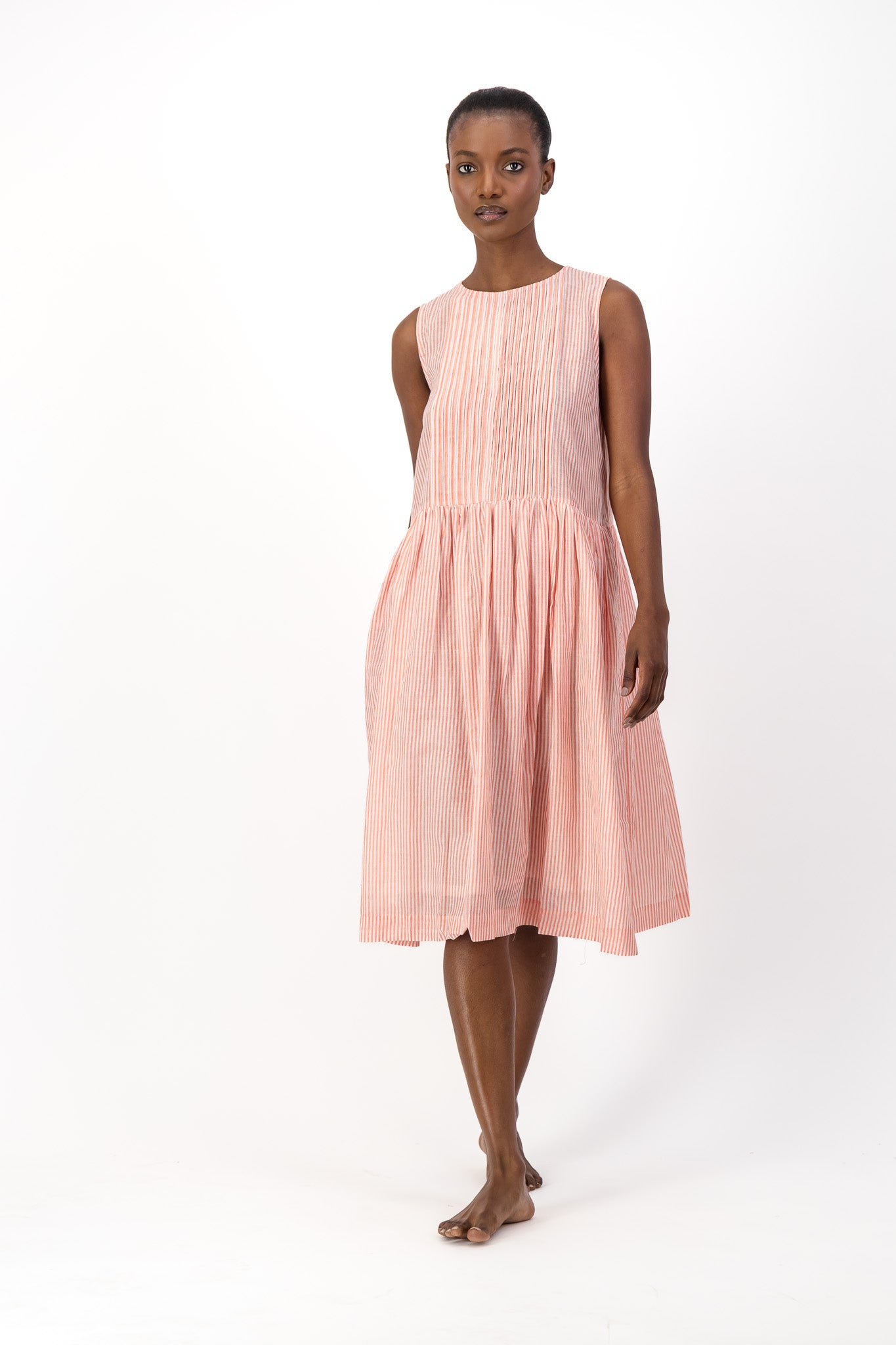 Rosa Dress Handloom - Red Stripe