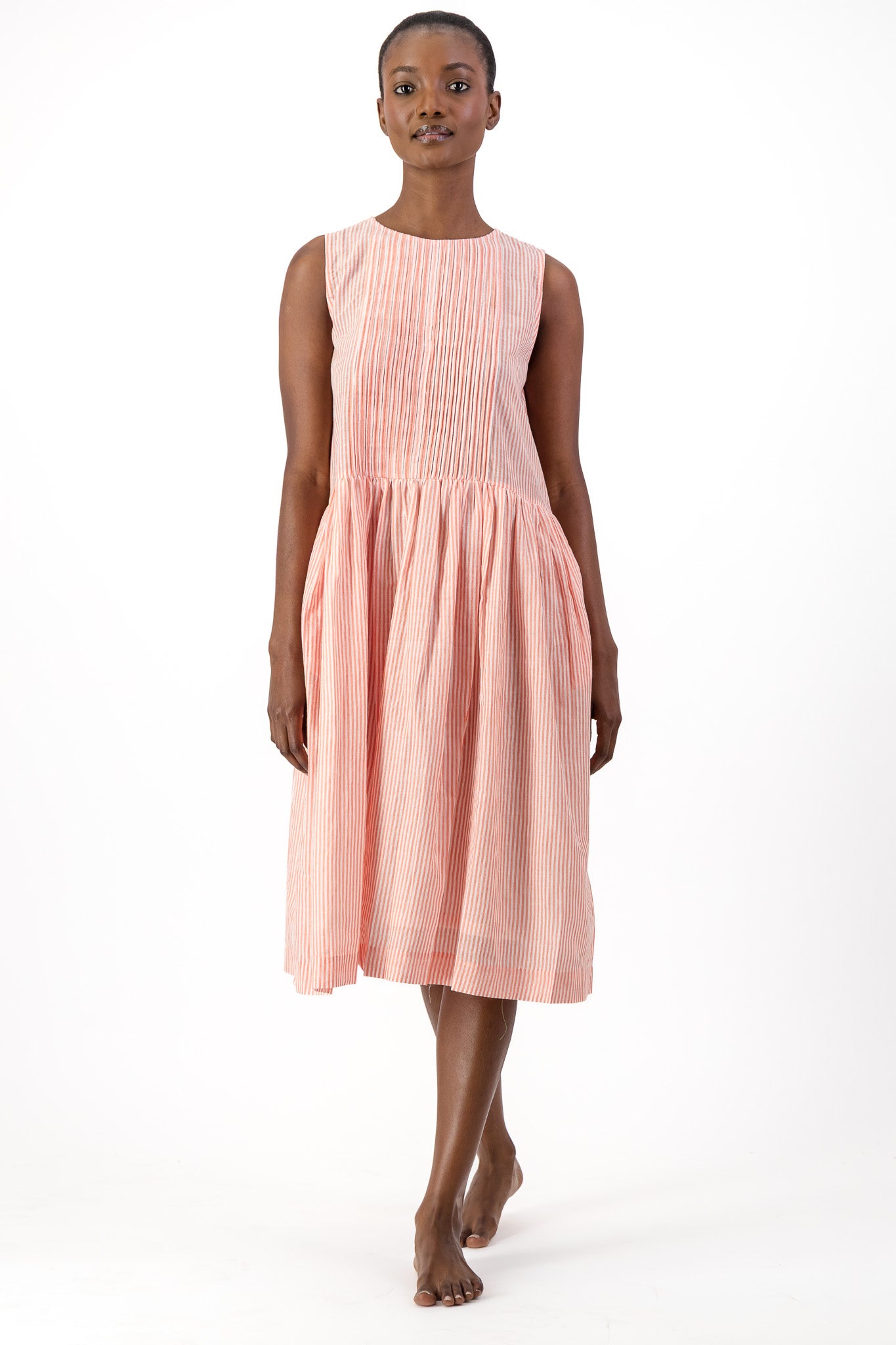 Rosa Dress Handloom - Red Stripe