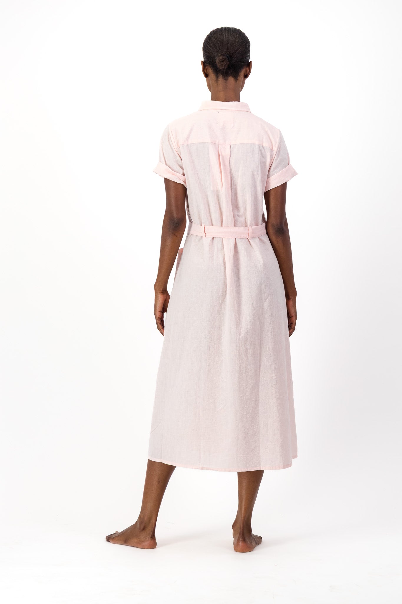 Safari Shirt Dress Handloom - Soft Pink