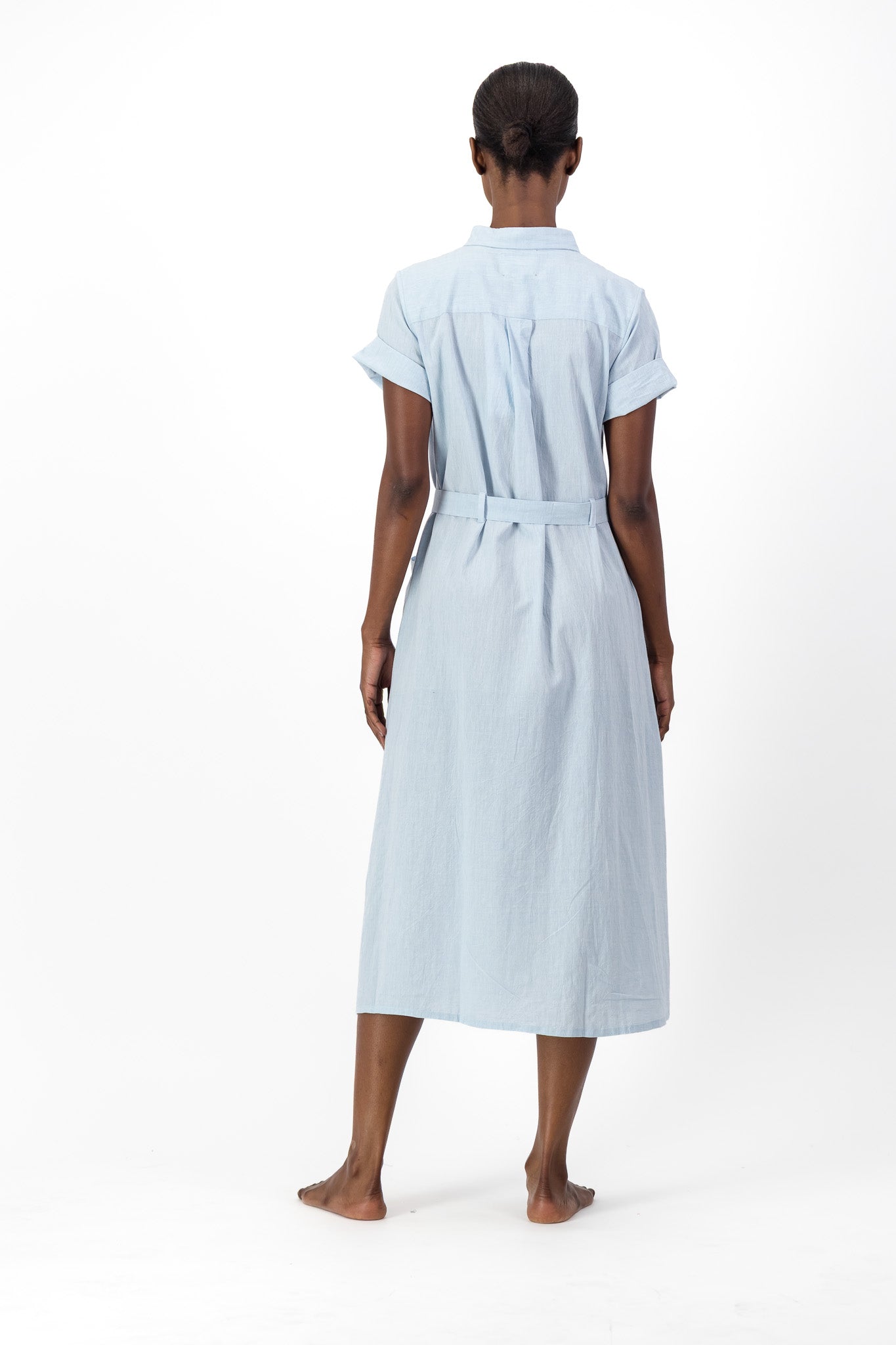 Safari Shirt Dress Handloom - Light Blue