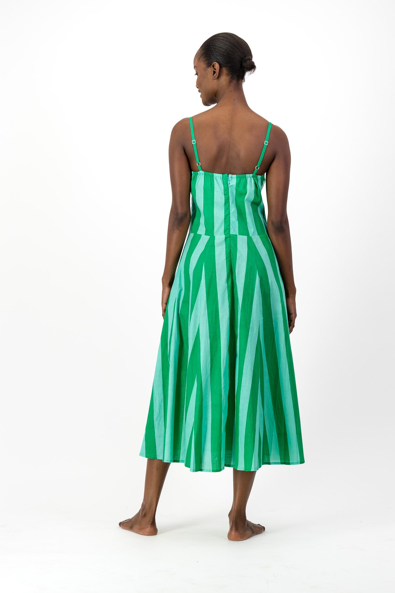 Daphne Dress - Green Stripe