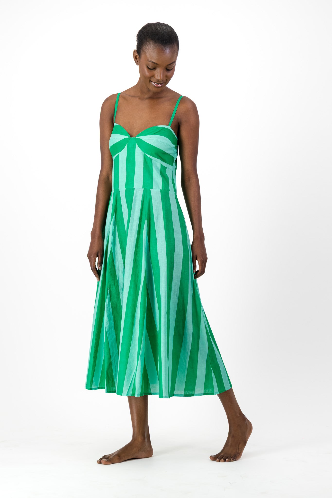 Daphne Dress - Green Stripe