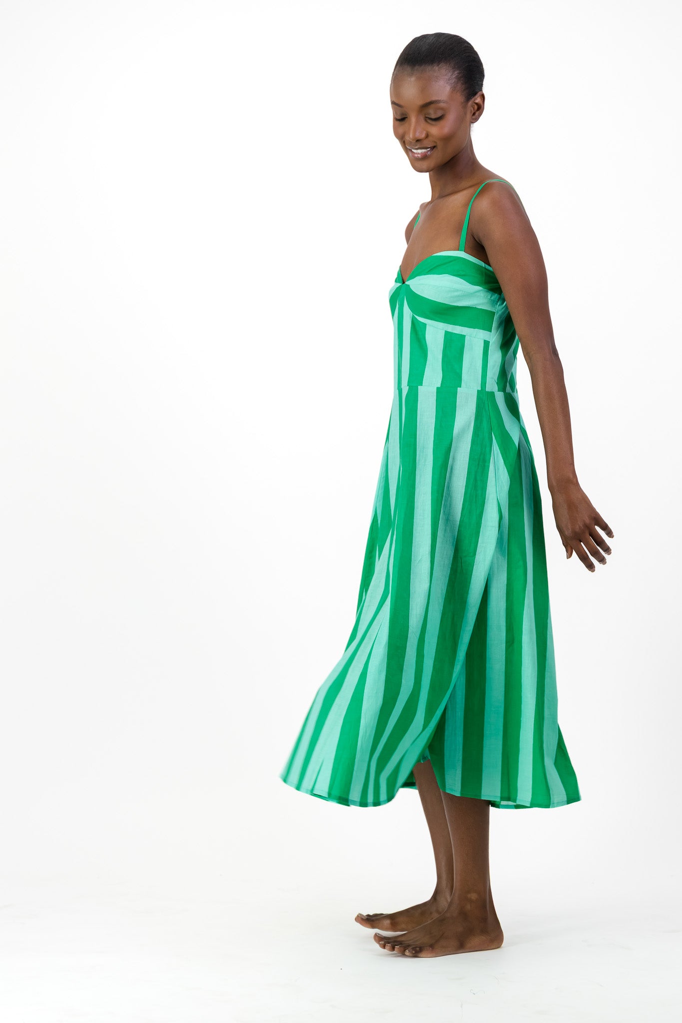 Daphne Dress - Green Stripe