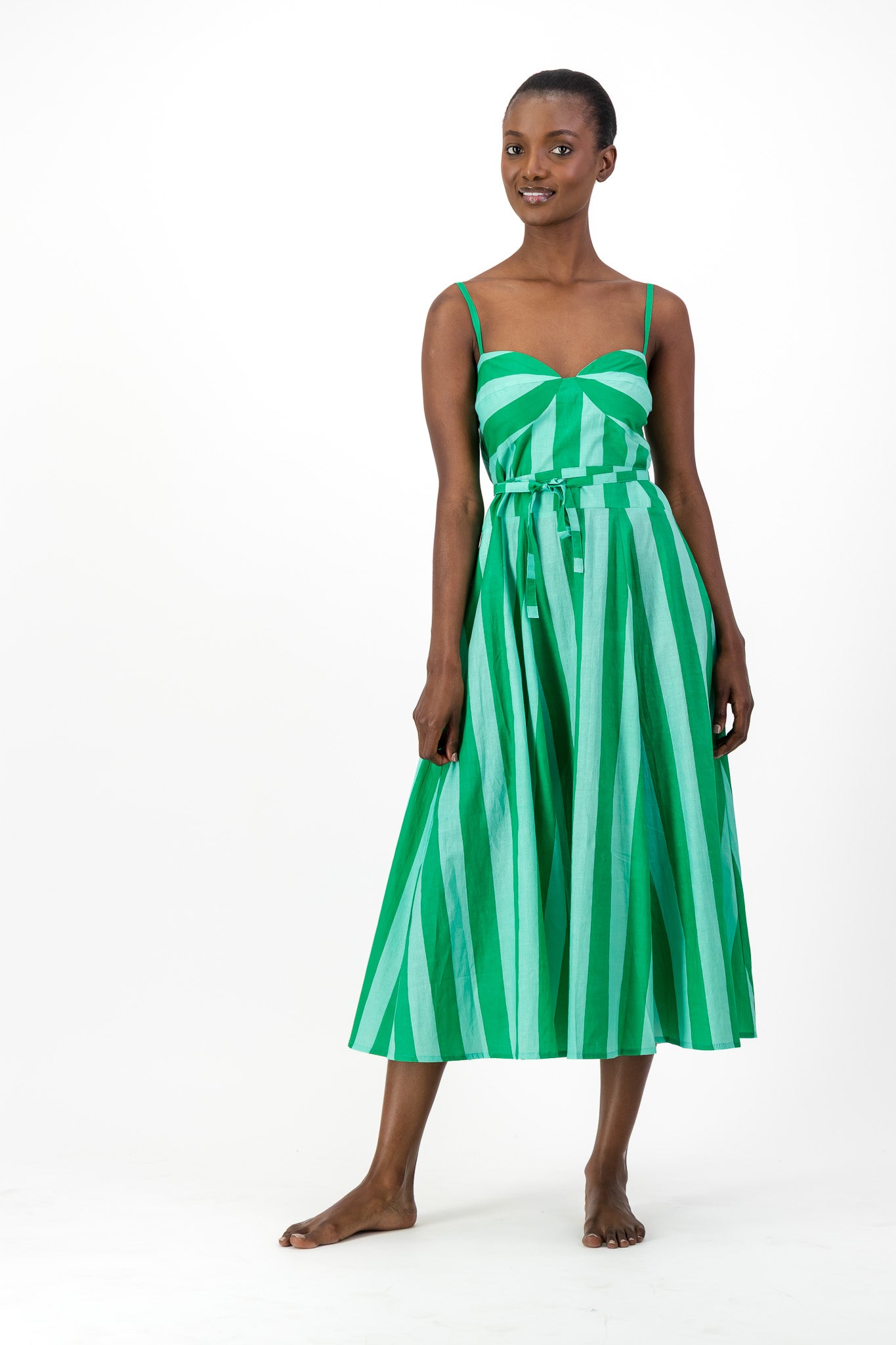 Daphne Dress - Green Stripe