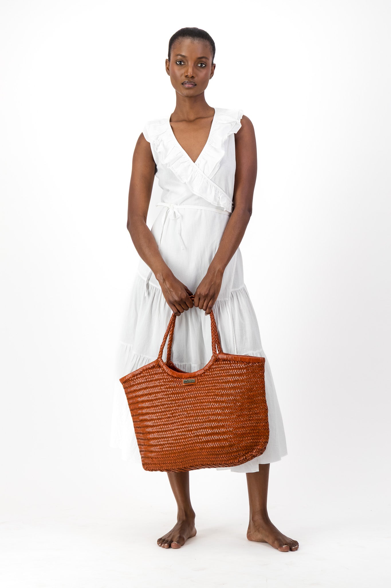 Large Leather Braided Bag - Rust