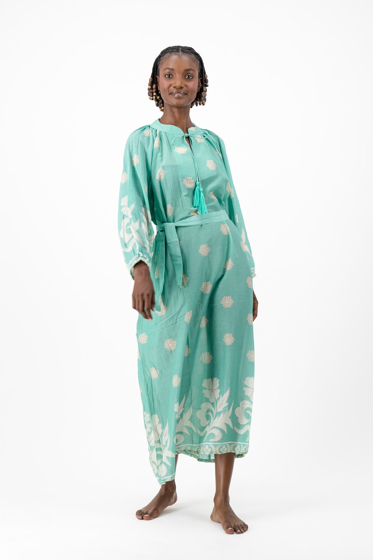 Samantha Dress - Turquoise Flower