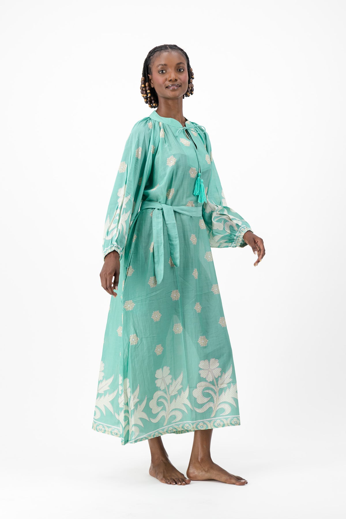 Samantha Dress - Turquoise Flower