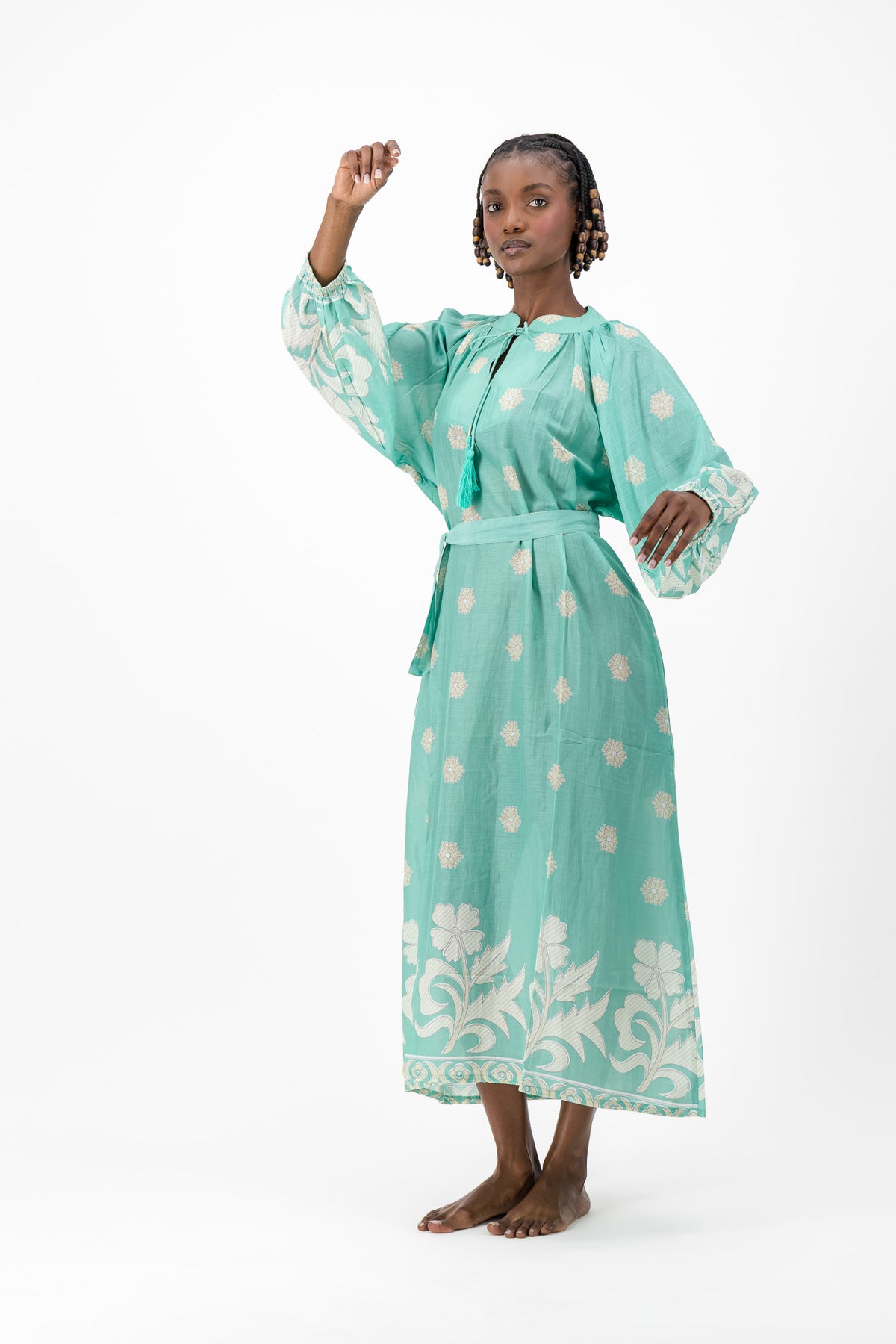 Samantha Dress - Turquoise Flower