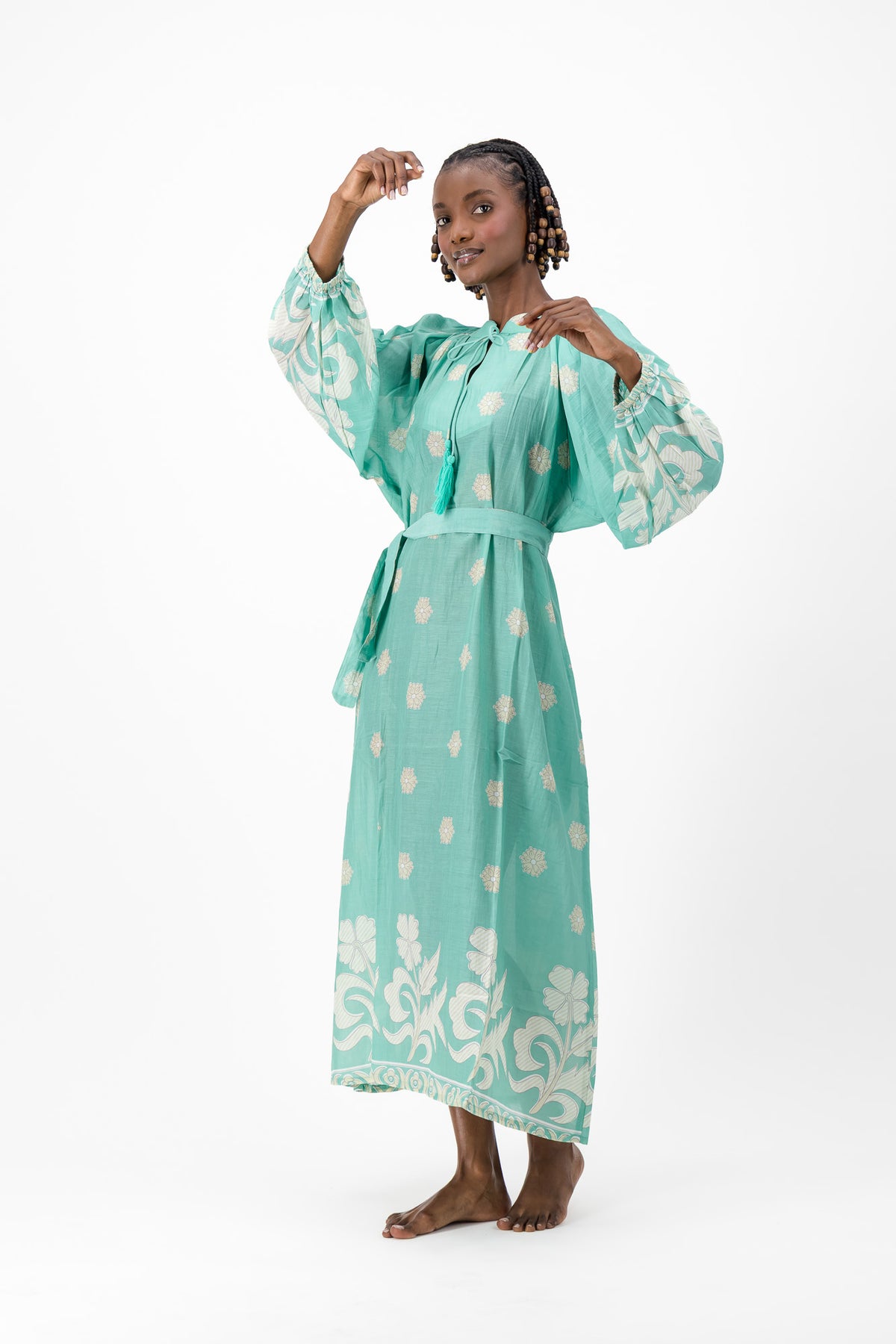 Samantha Dress - Turquoise Flower