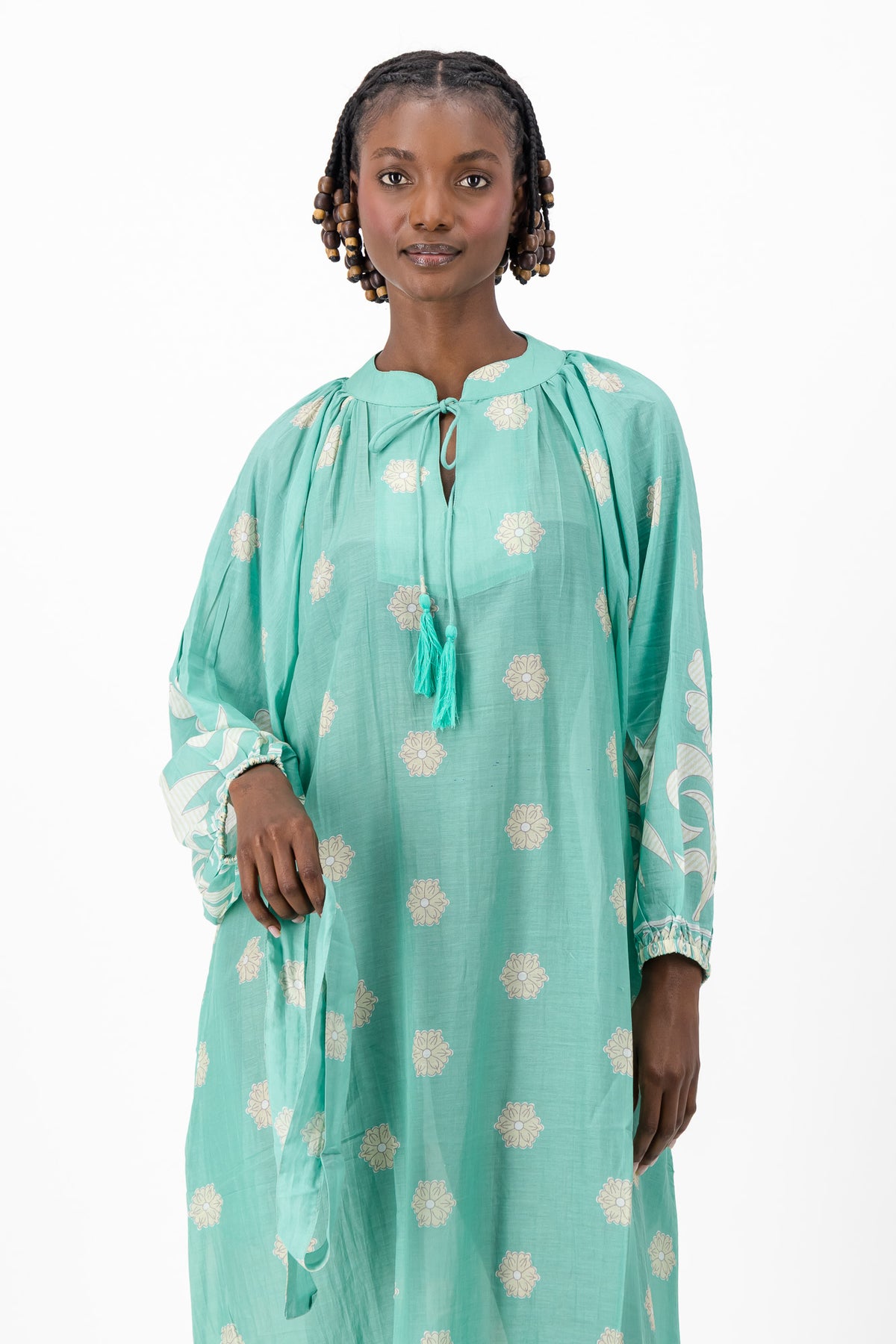 Samantha Dress - Turquoise Flower