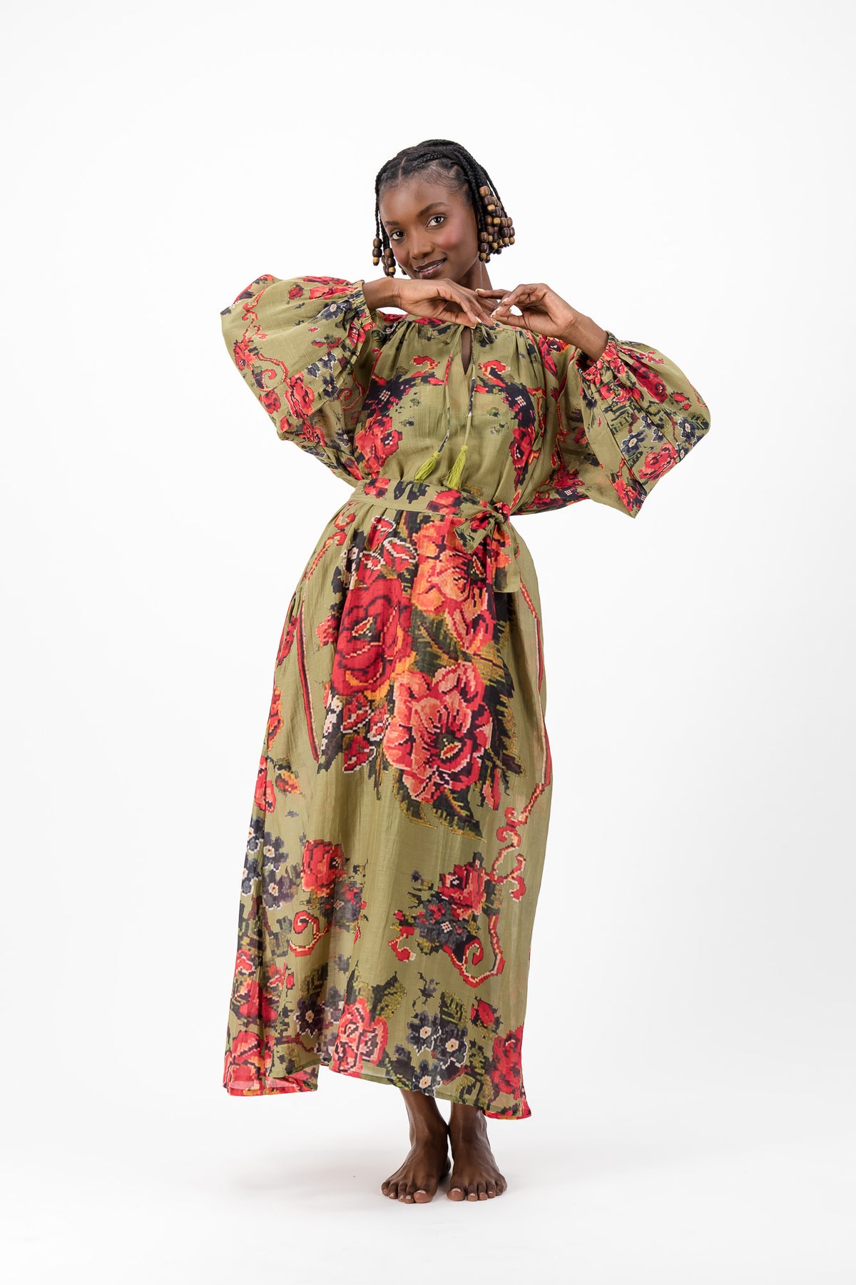 Samantha Dress - Olive Chartreuse