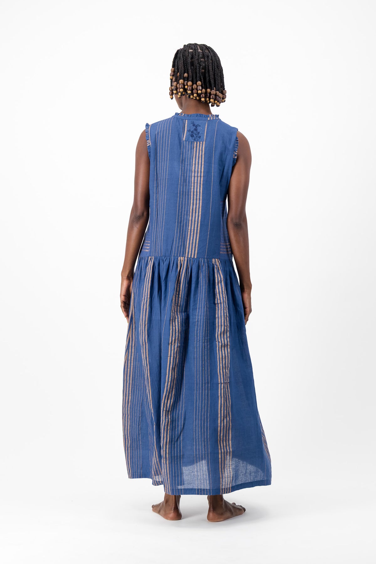 Nevermind Handloom Dress - Blue & Gold Lurex