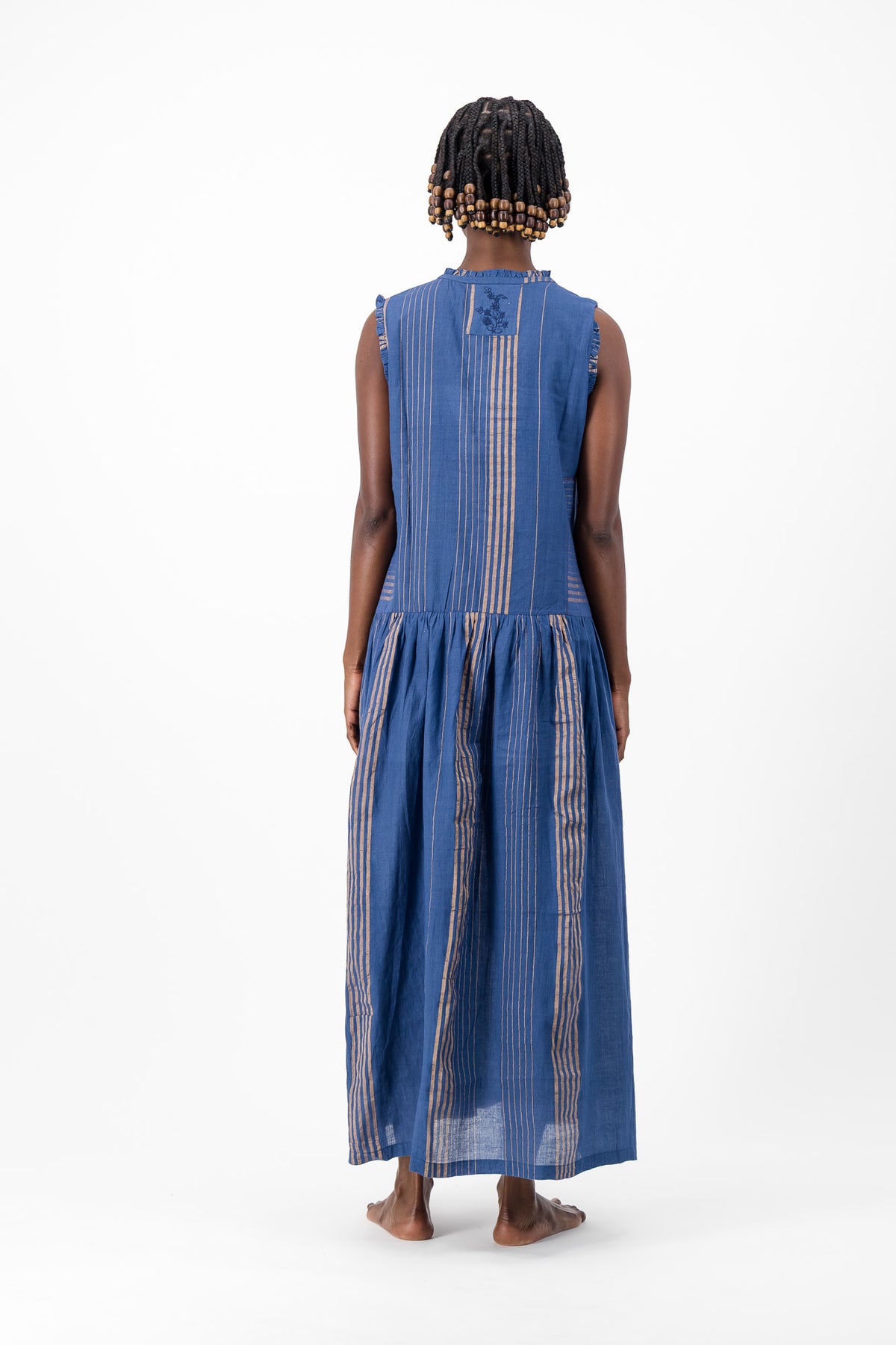 Nevermind Handloom Dress - Blue & Gold Lurex