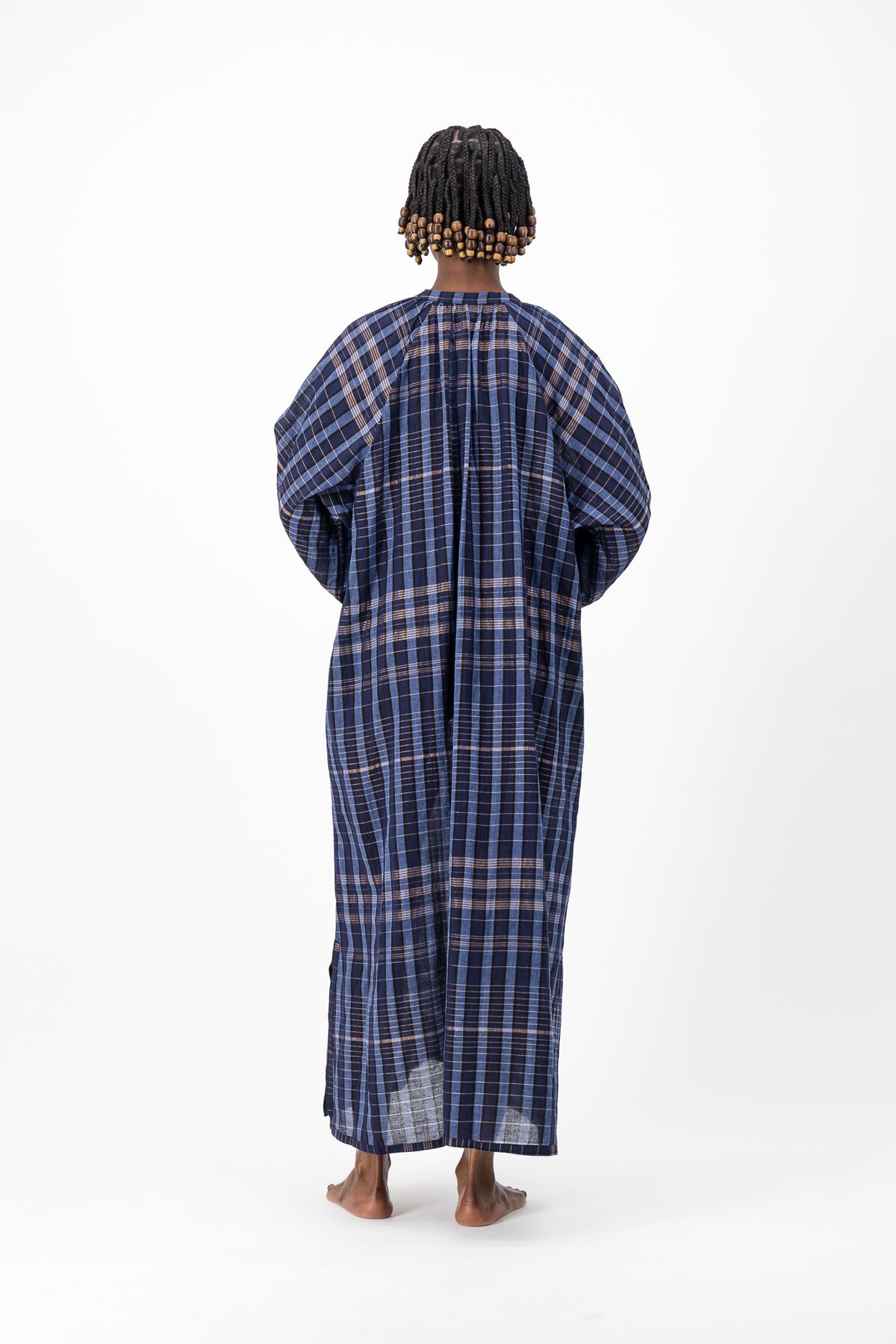 Glitter Weave Handloom Kaftan - Navy Check