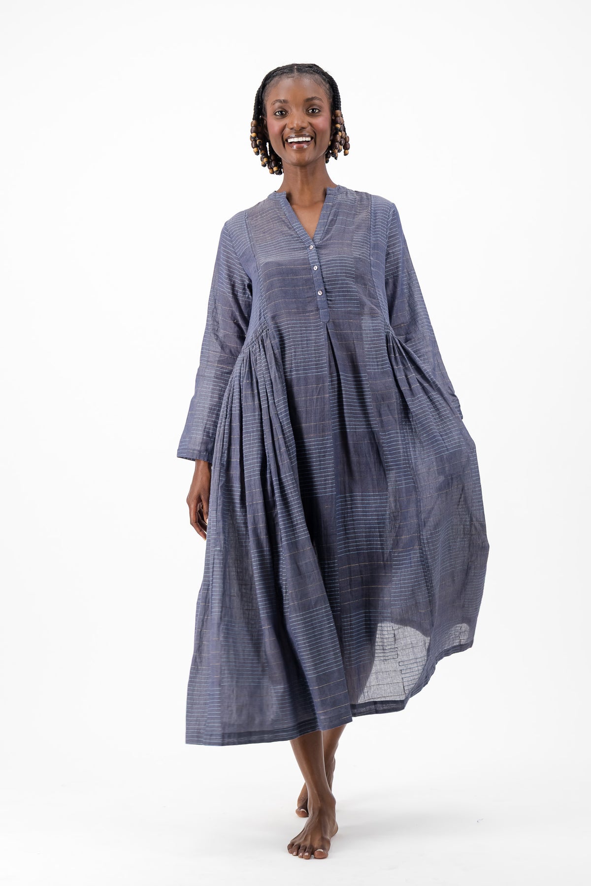 Love Dress Handloom Jamdani - Charcoal