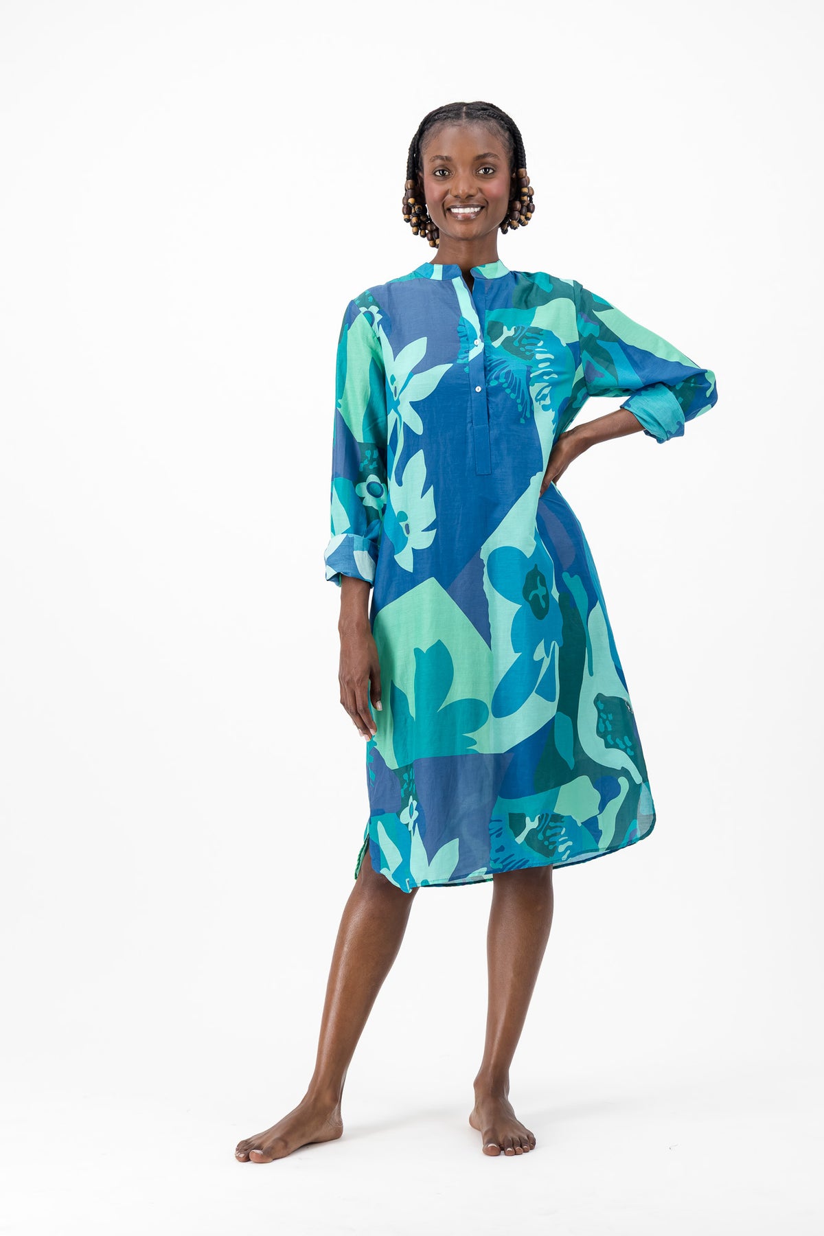 Rajah - Blue Bloom Geometric