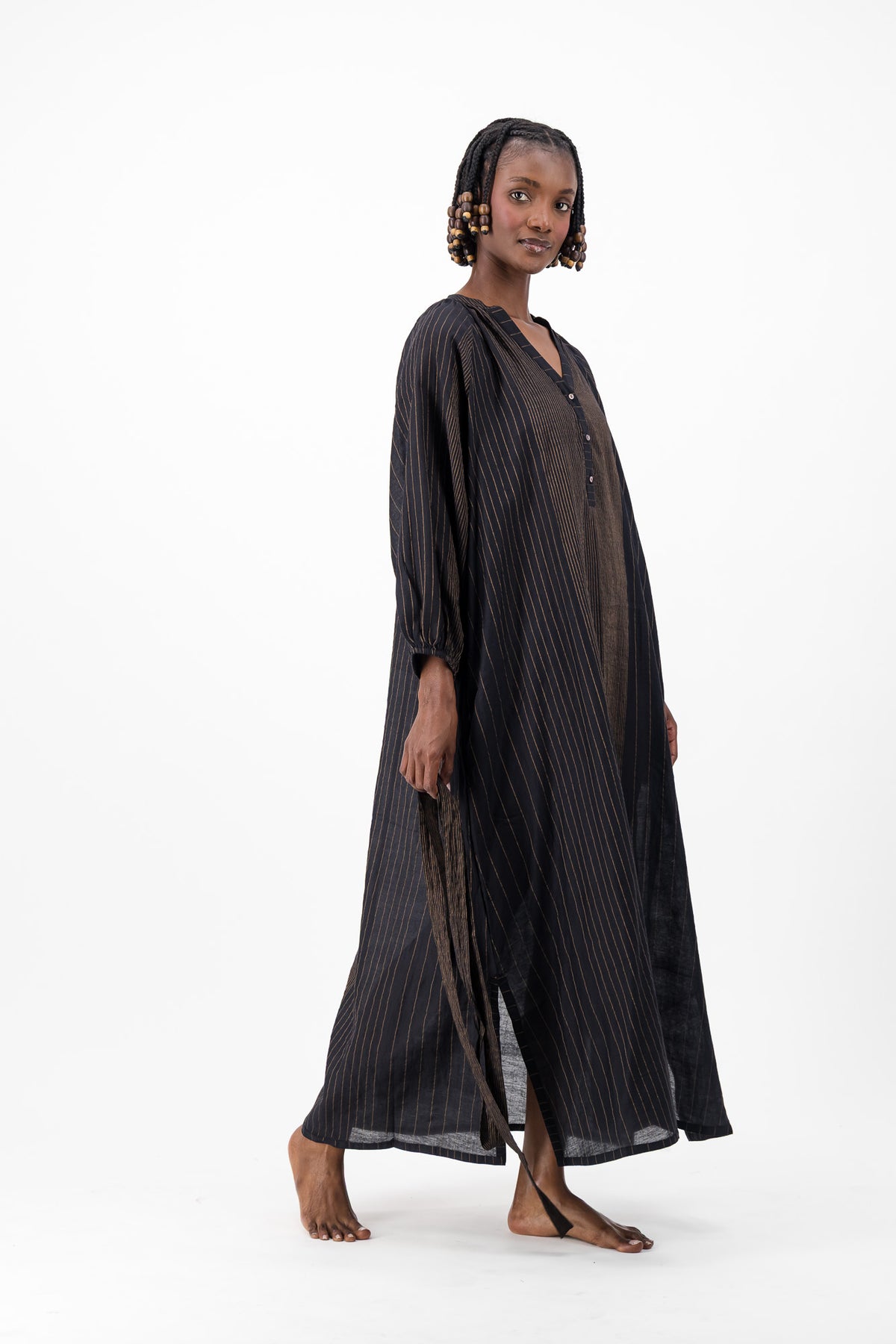 Glitter Weave Handloom Kaftan - Black & Gold
