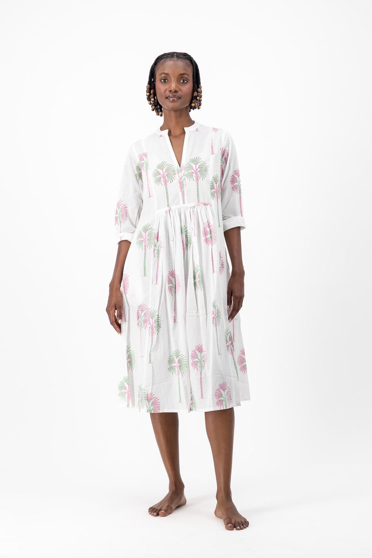 Enya Dress - Pink Palm