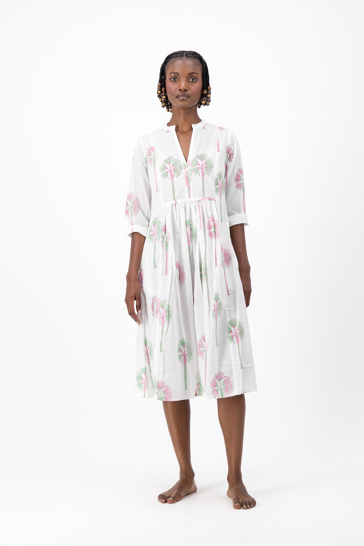 Enya Dress - Pink Palm