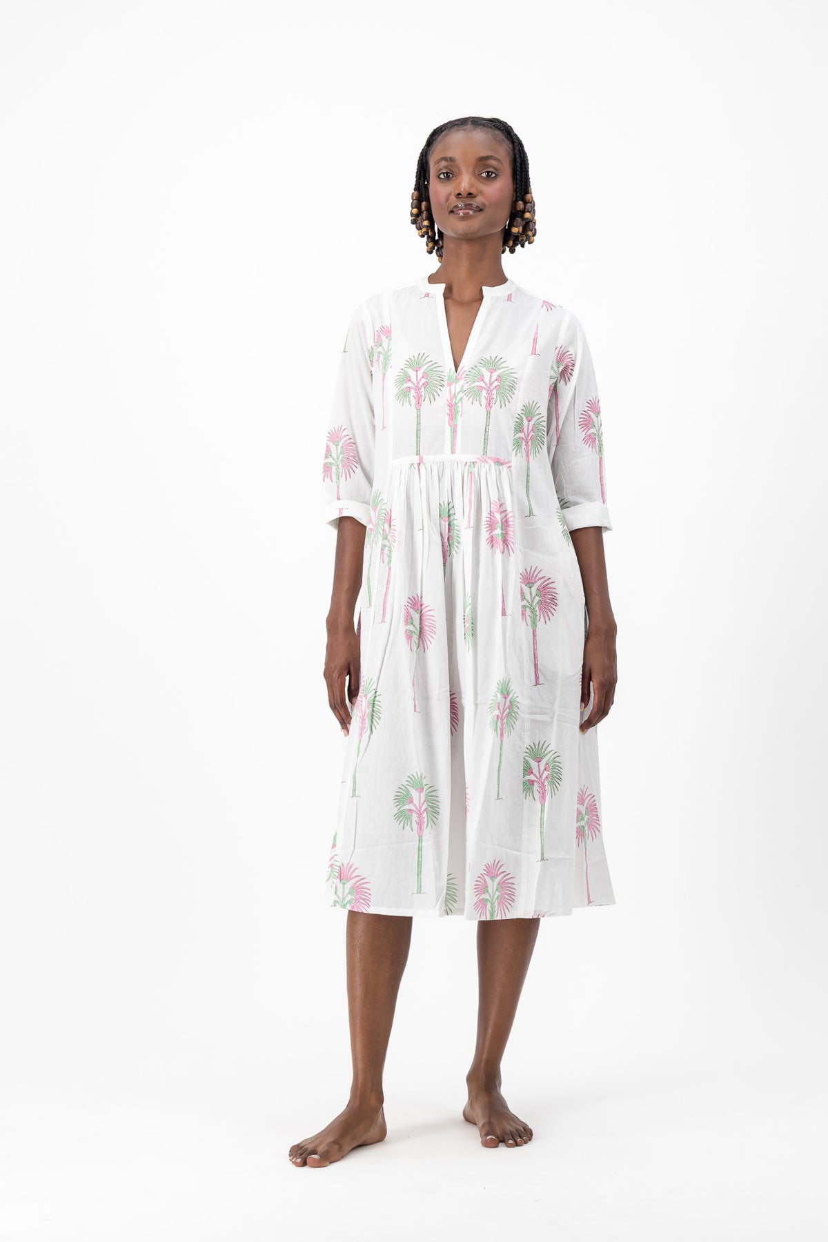 Enya Dress - Pink Palm