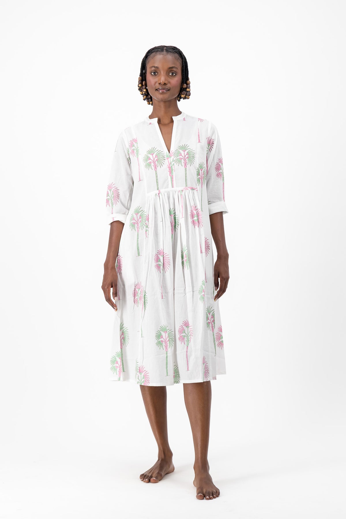 Enya Dress - Pink Palm