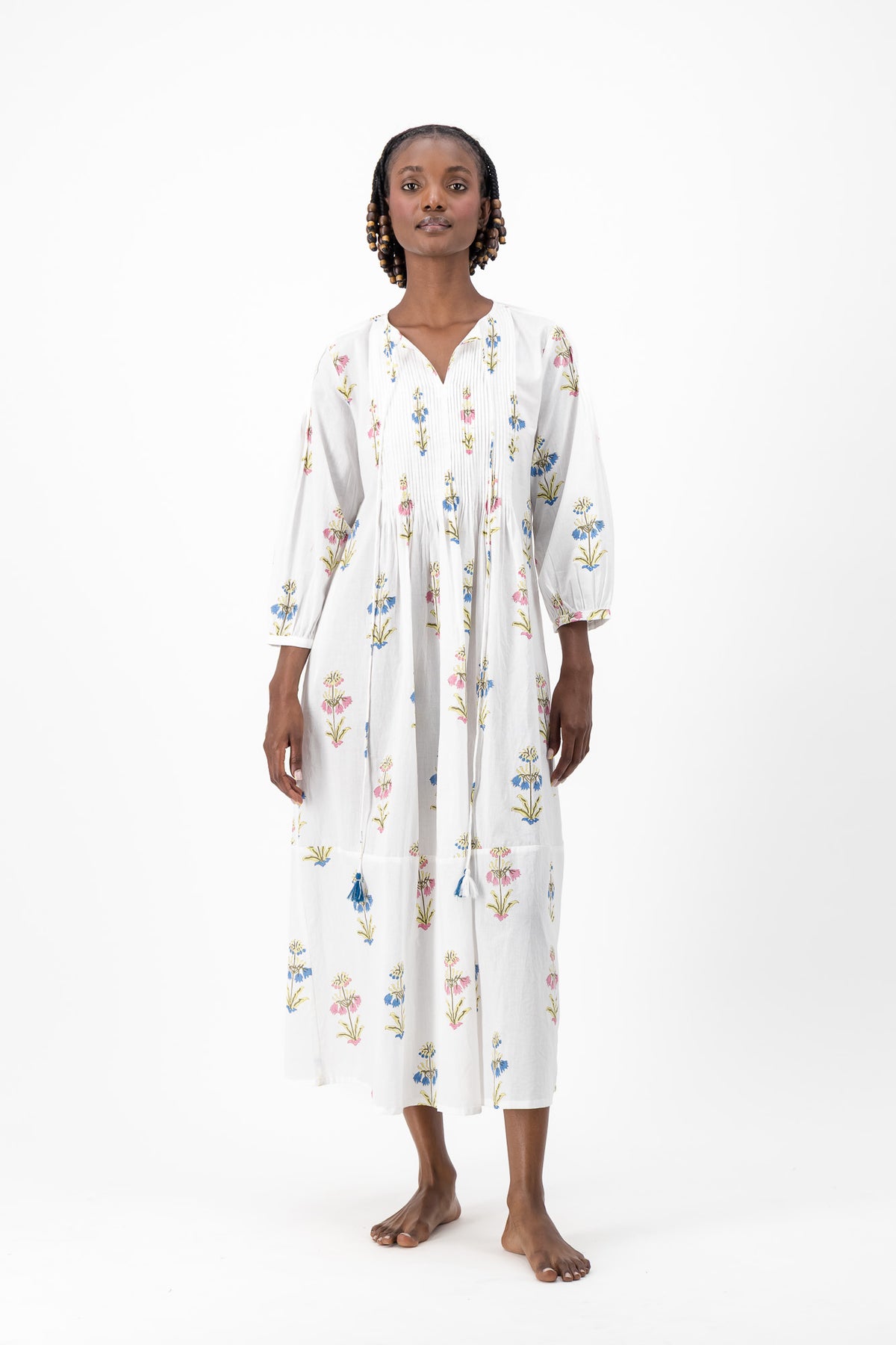 Long Pleated Kaftan - Garden Mix