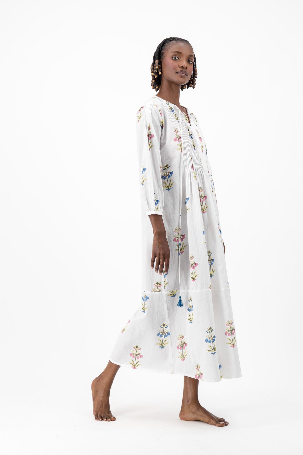 Long Pleated Kaftan - Garden Mix