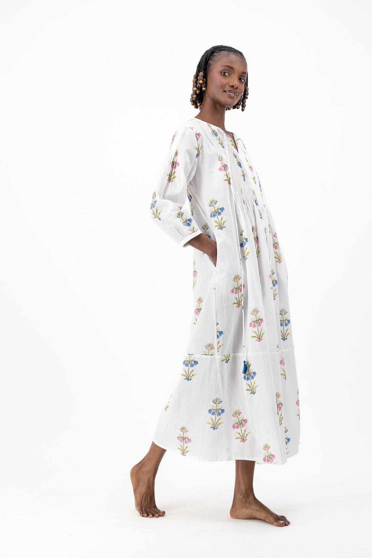 Long Pleated Kaftan - Garden Mix