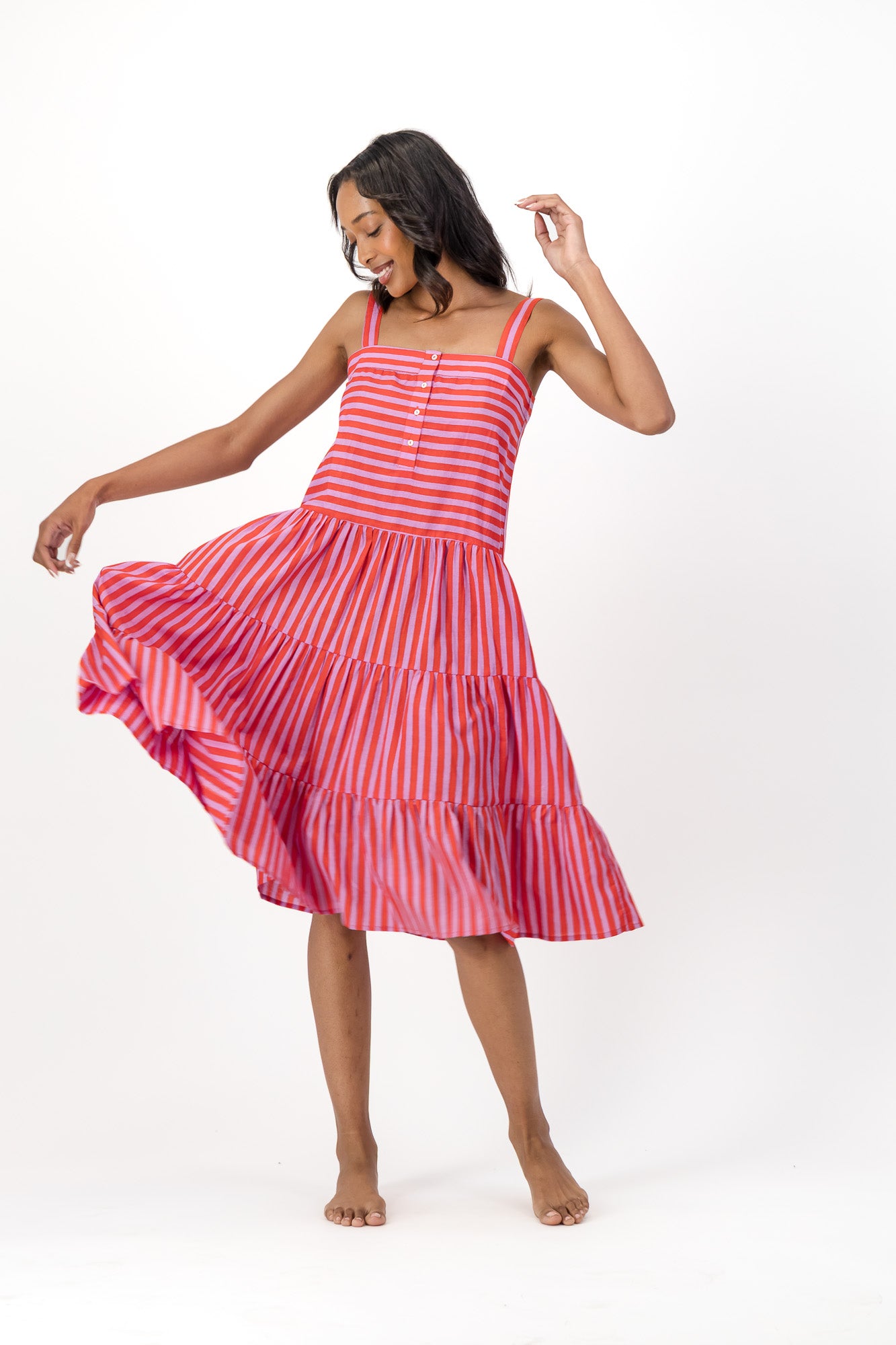 Patsy Dress - Cherry Stripes