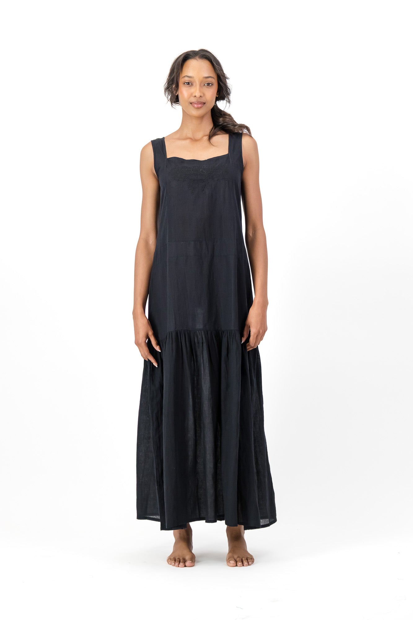 Ophelia Embroidered Dress Handloom - Black