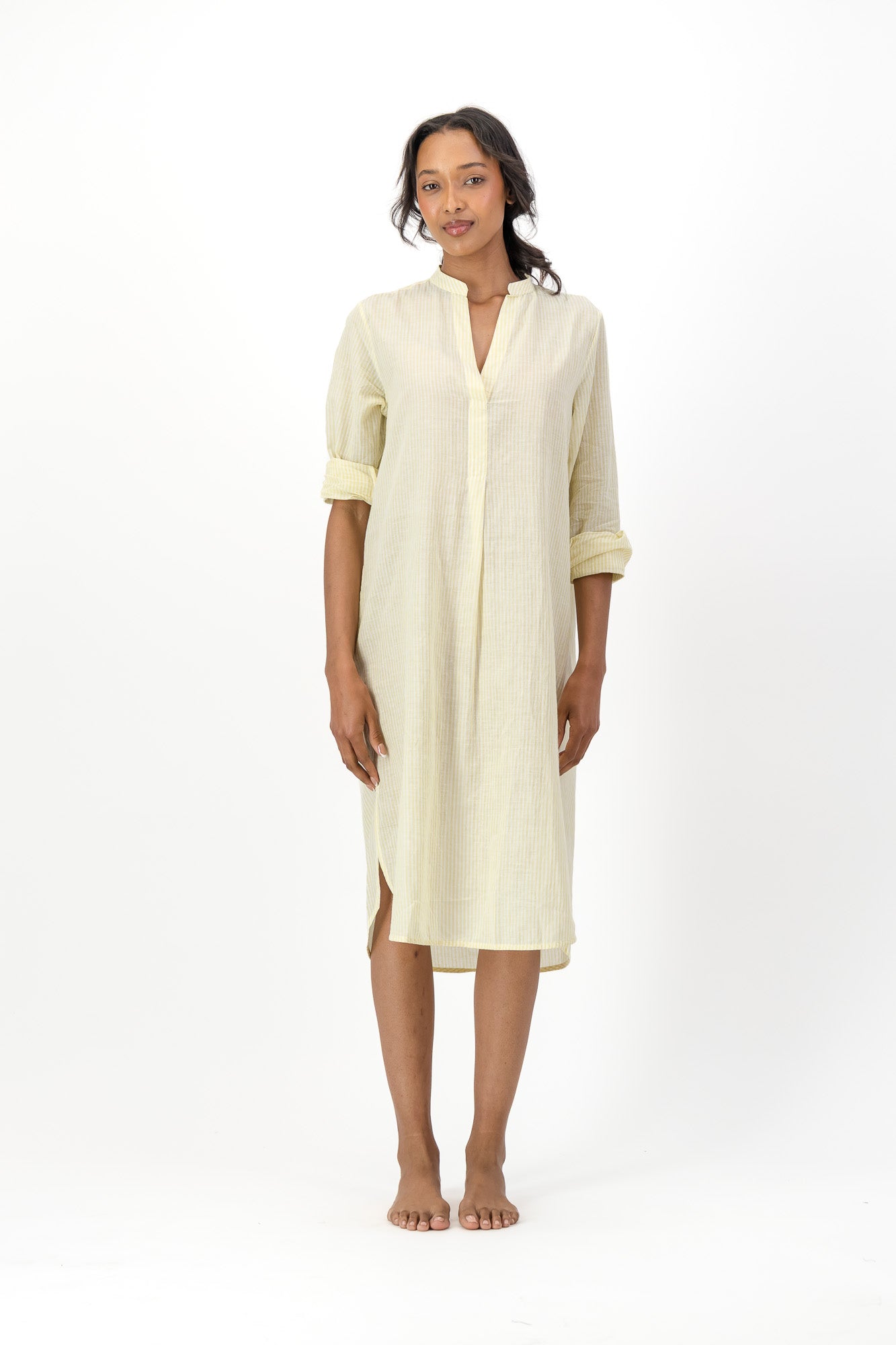 Noa Dress Handloom - Yellow Stripe